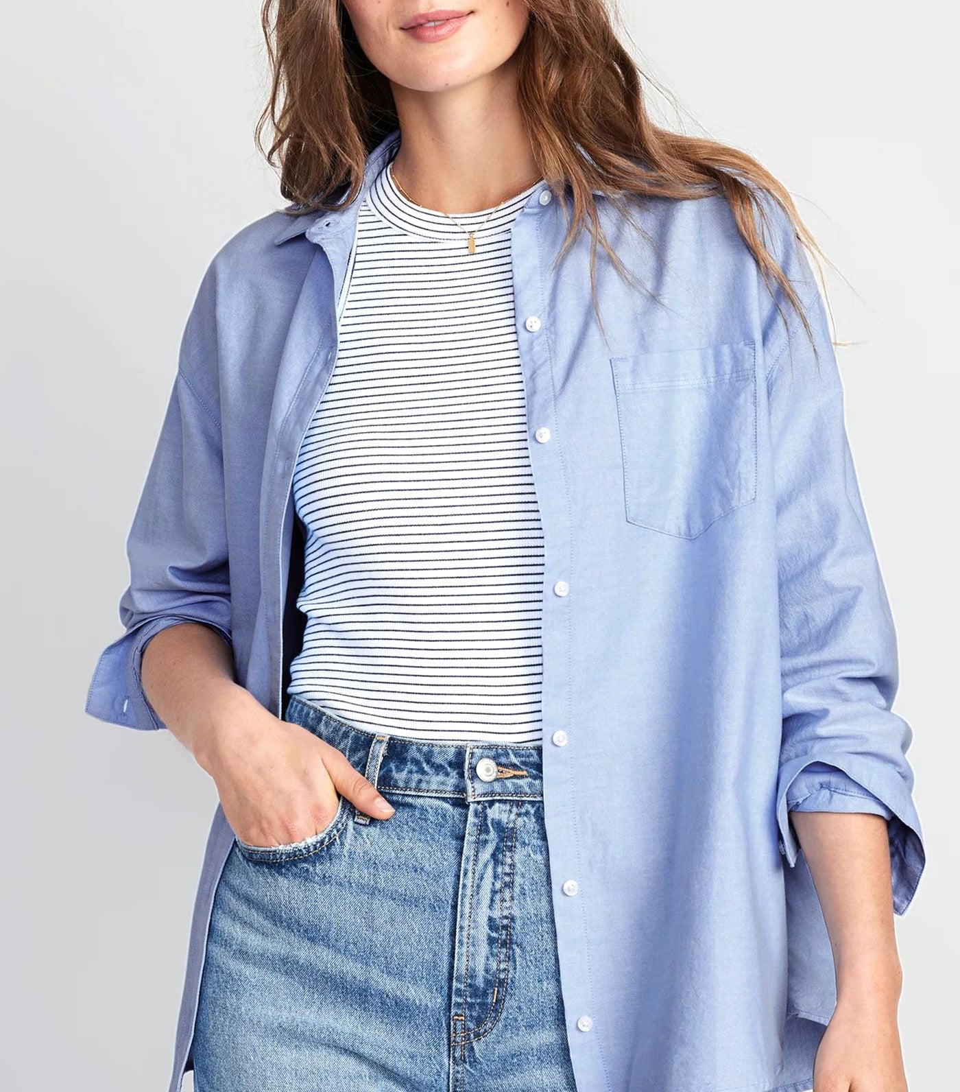 Oversized Boyfriend Shirt for Women Oxford Blue