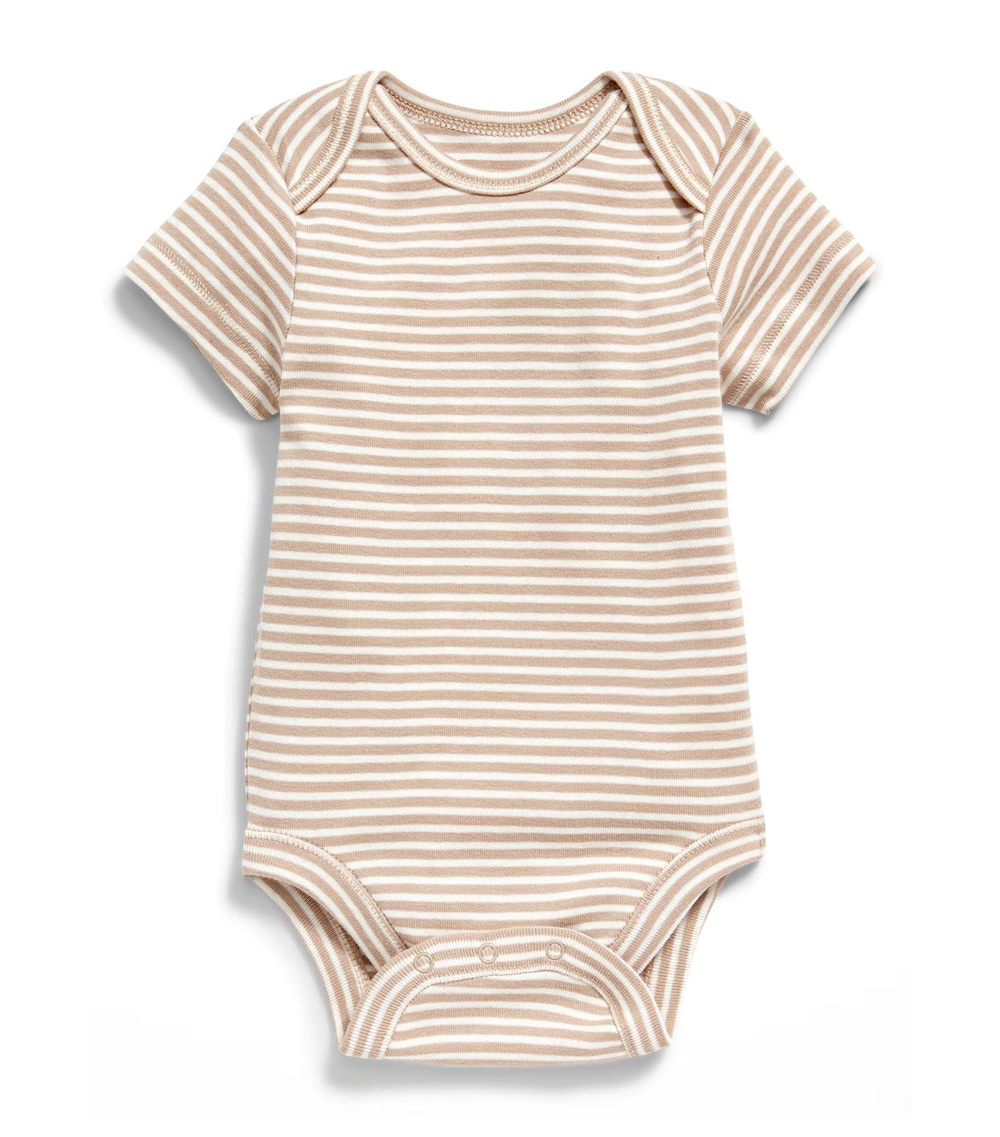 Unisex Short-Sleeve Striped Bodysuit Dried Linen