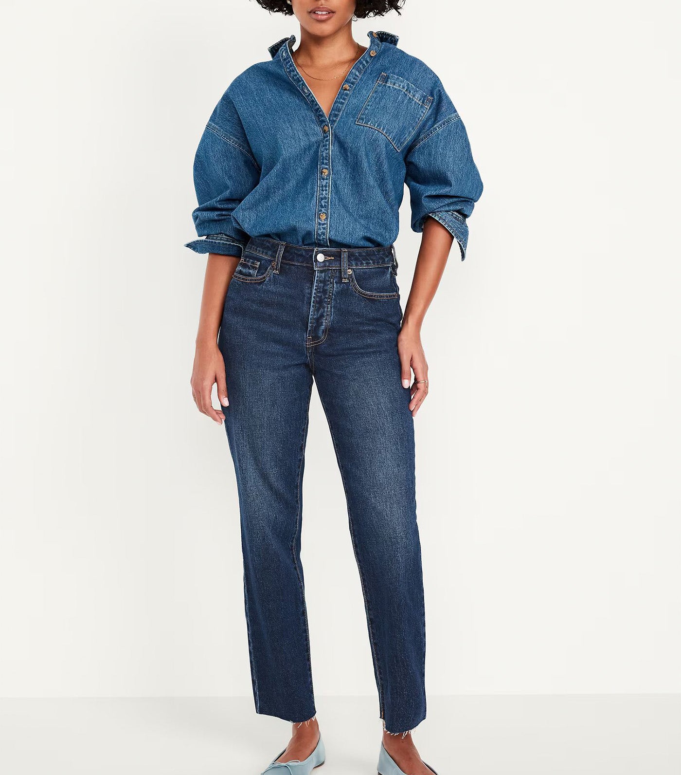 High-Waisted Button-Fly OG Straight Ankle Jeans for Women Twila