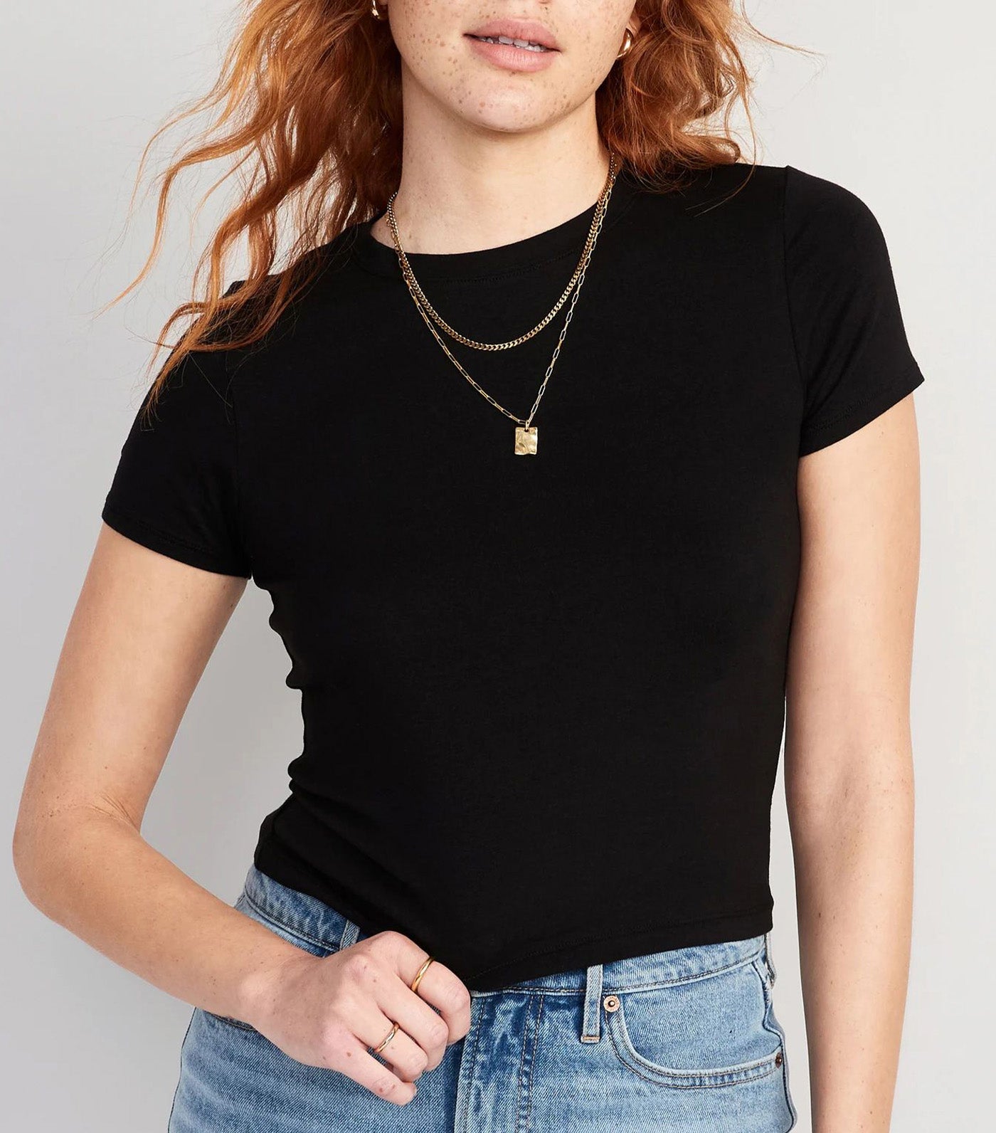 Cropped Slim-Fit T-Shirt For Women Black Jack