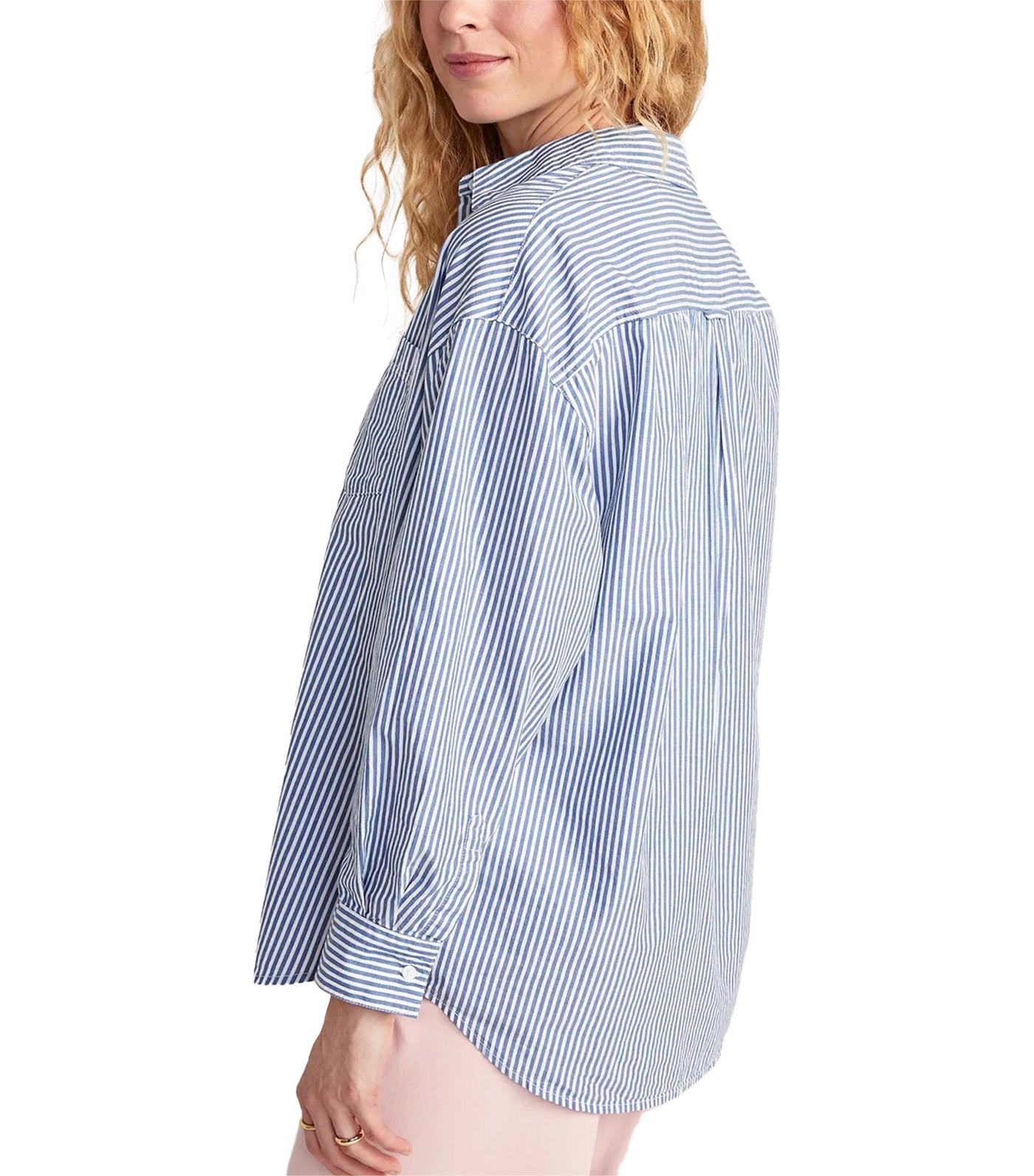Oversized Poplin Boyfriend Shirt for Women Mini Blue Stripe