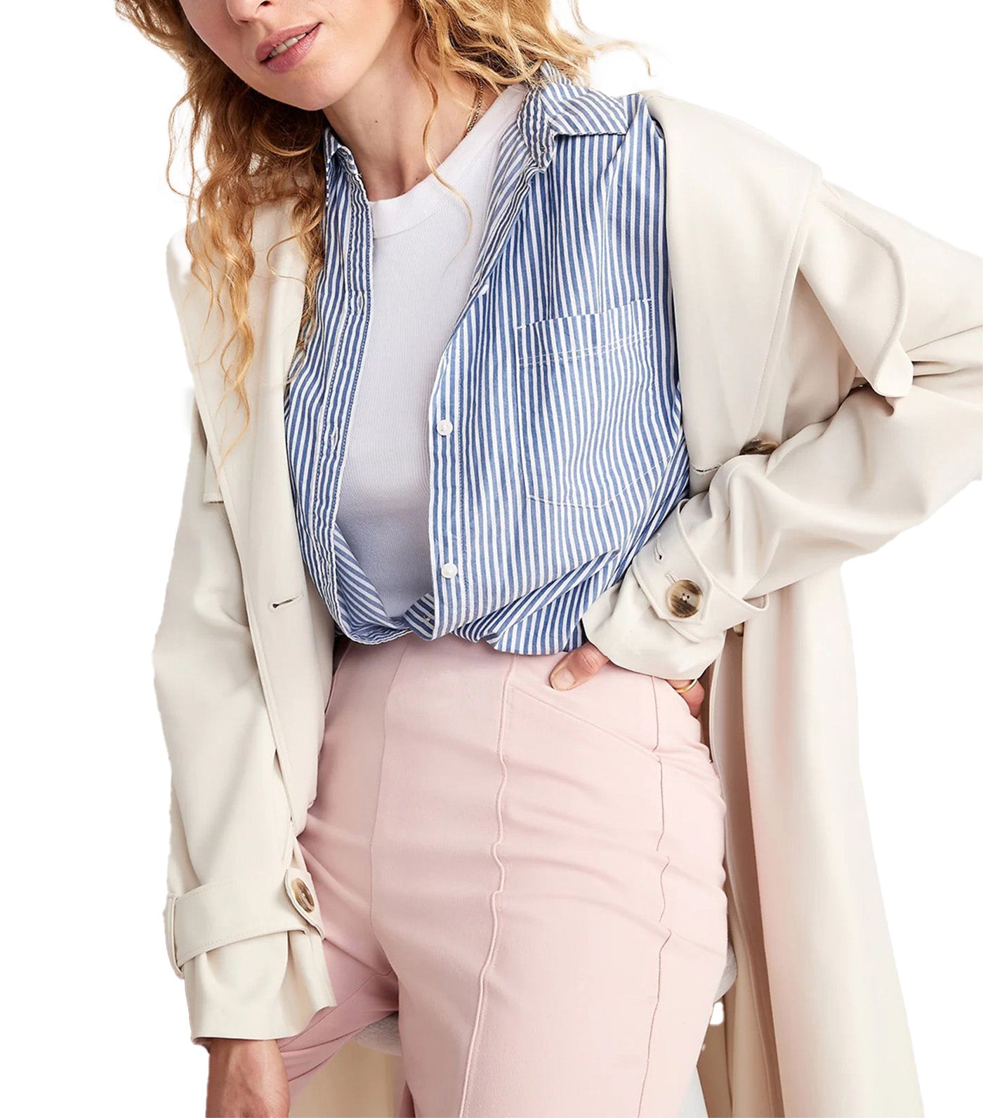 Oversized Poplin Boyfriend Shirt for Women Mini Blue Stripe