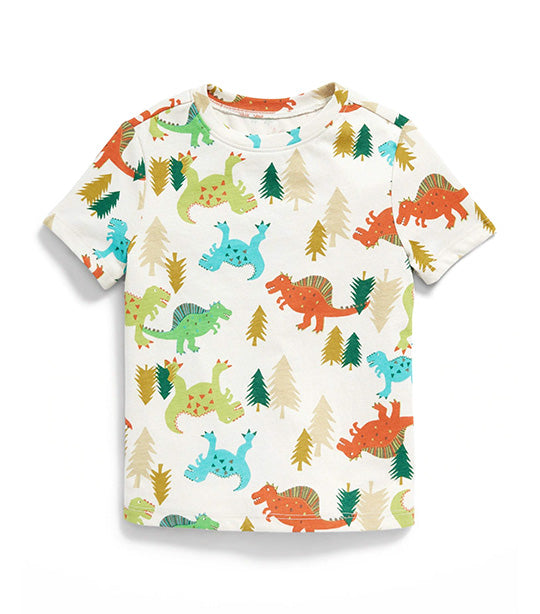 Unisex Printed T-Shirt for Toddler Green Dinosaurs