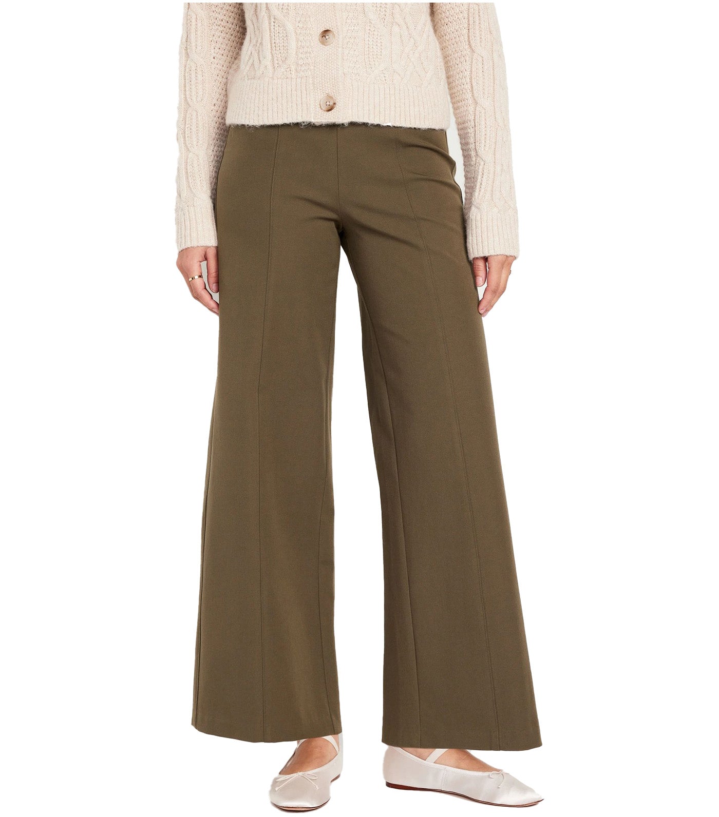 High-Waisted Pull-On Pixie Wide-Leg Pants for Women Reishi