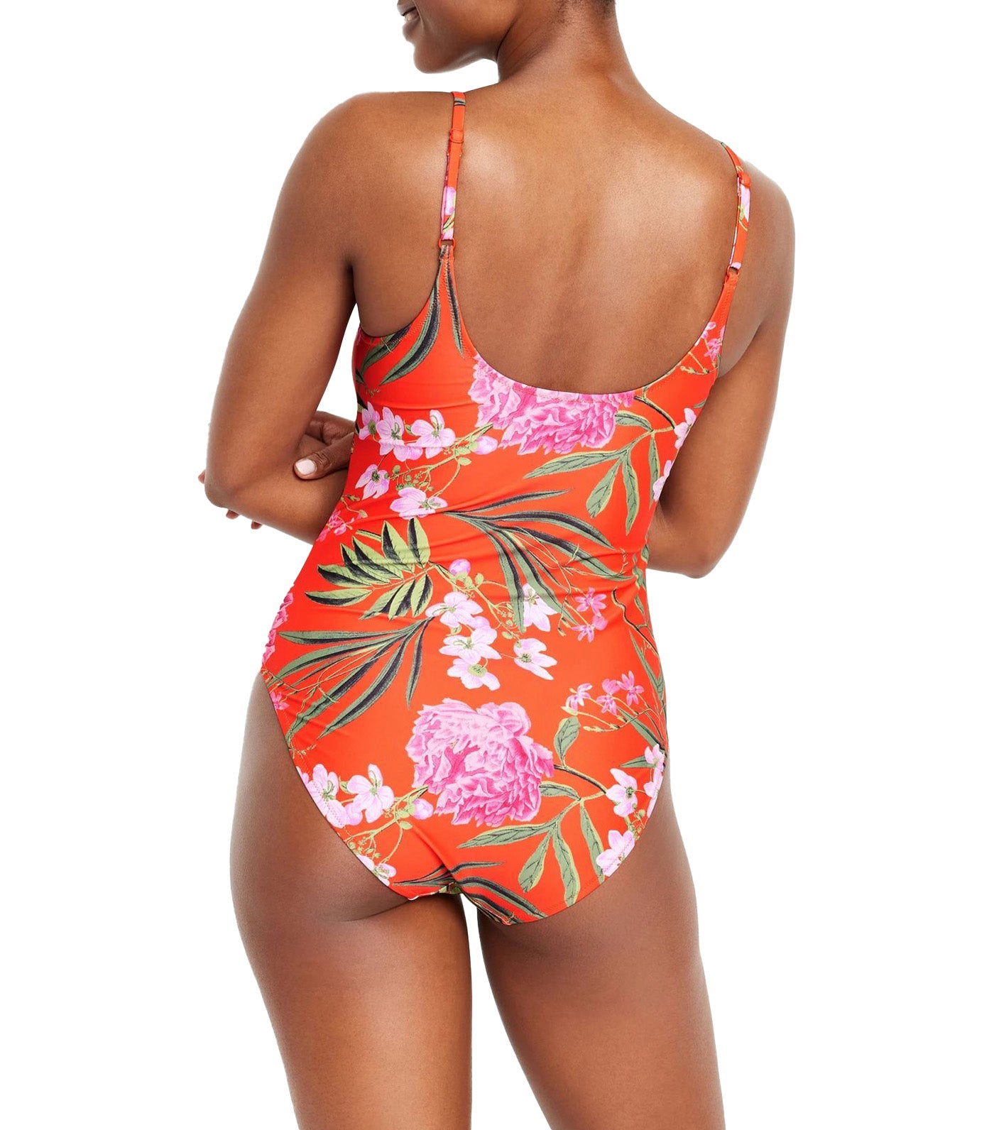 One-Piece Swimsuit for Women Red Floral