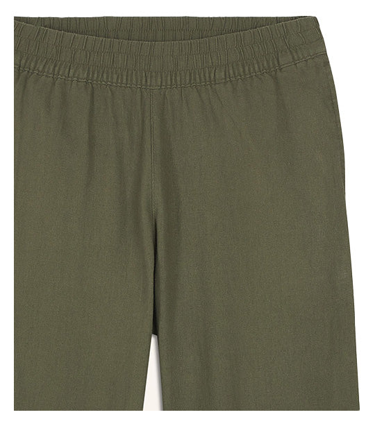 High-Waisted Linen-Blend Straight Pants for Women Alpine Tundra