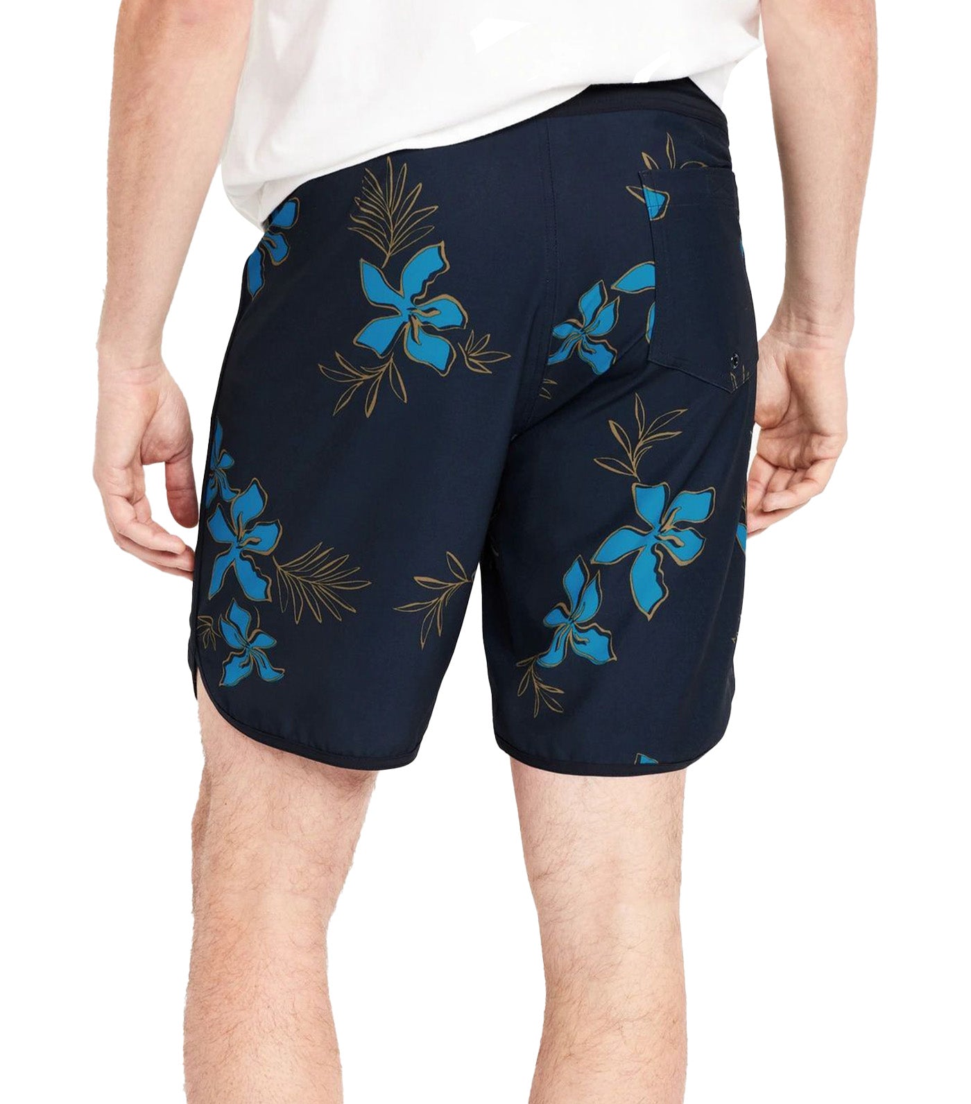 Built-In Flex Board Shorts for Men -- 8-inch inseam Blue Floral