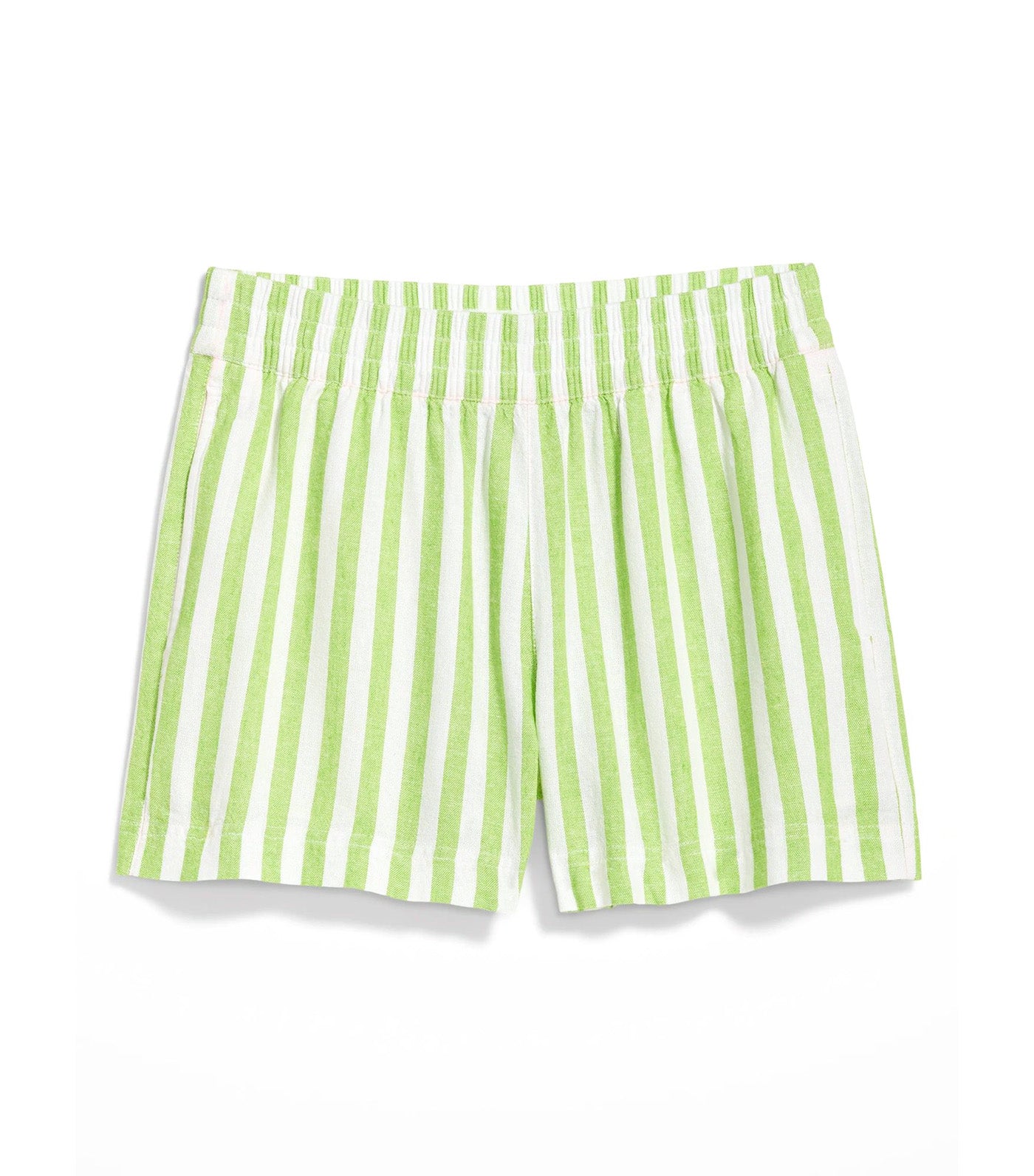 Linen-Blend Striped Shorts for Women -- 3.5-inch inseam Green Stripe