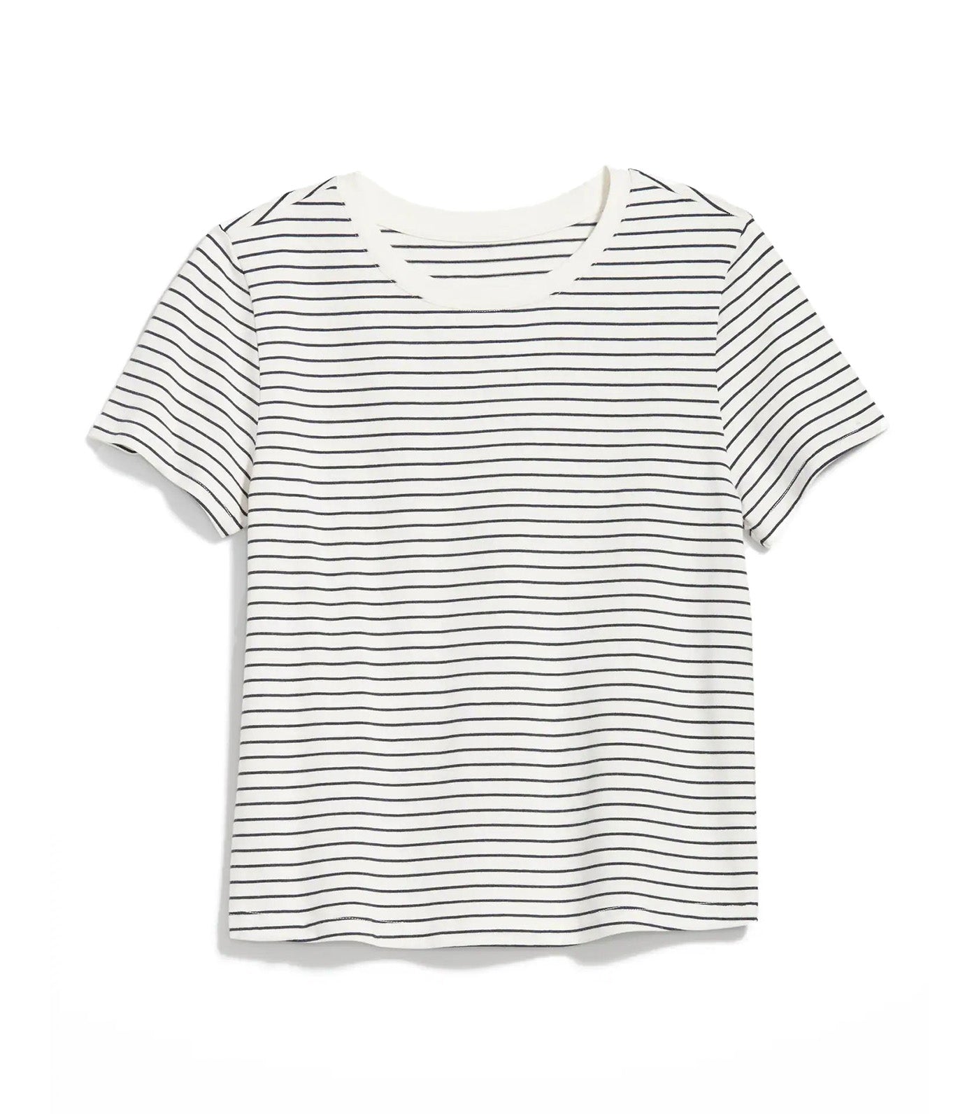 Cropped Slim-Fit T-Shirt For Women O.N. New Black Stripe