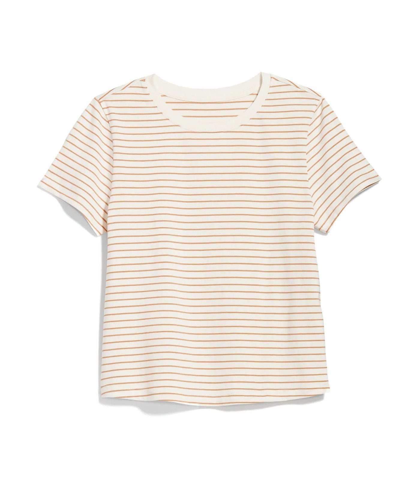 Cropped Slim-Fit T-Shirt For Women Earth Brown Stripe