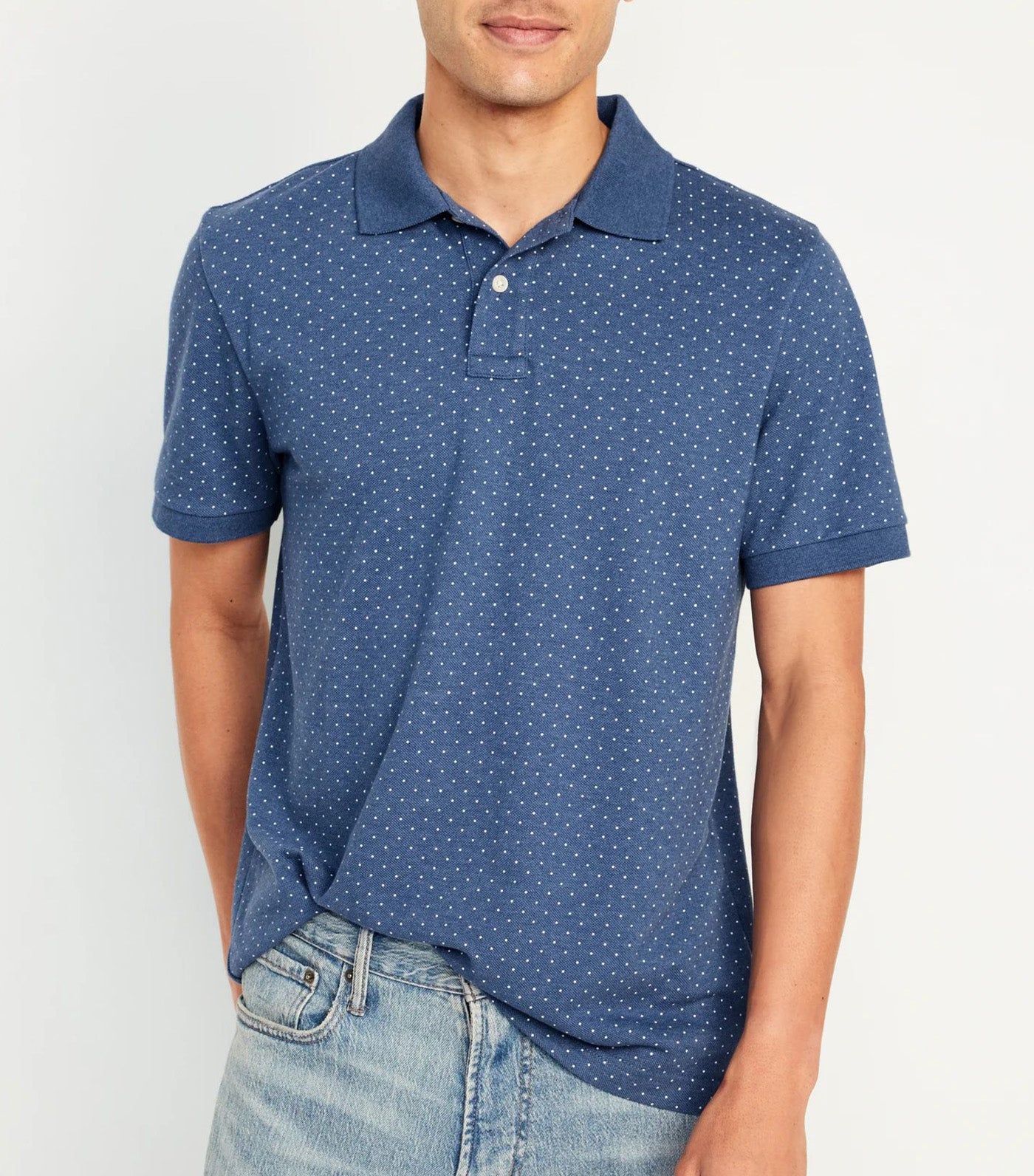 Classic Fit Pique Polo For Men Blue Dots