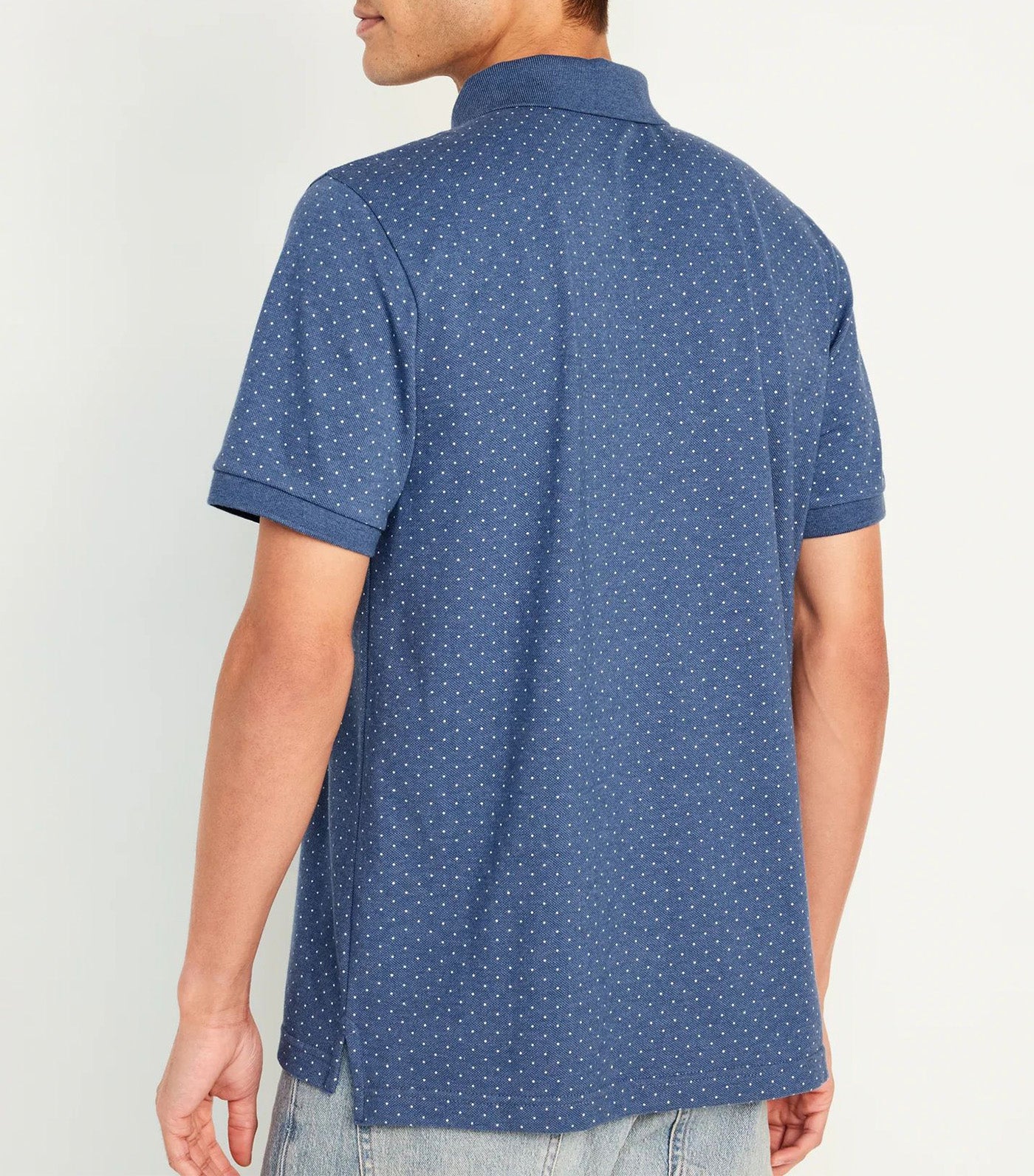 Classic Fit Pique Polo For Men Blue Dots