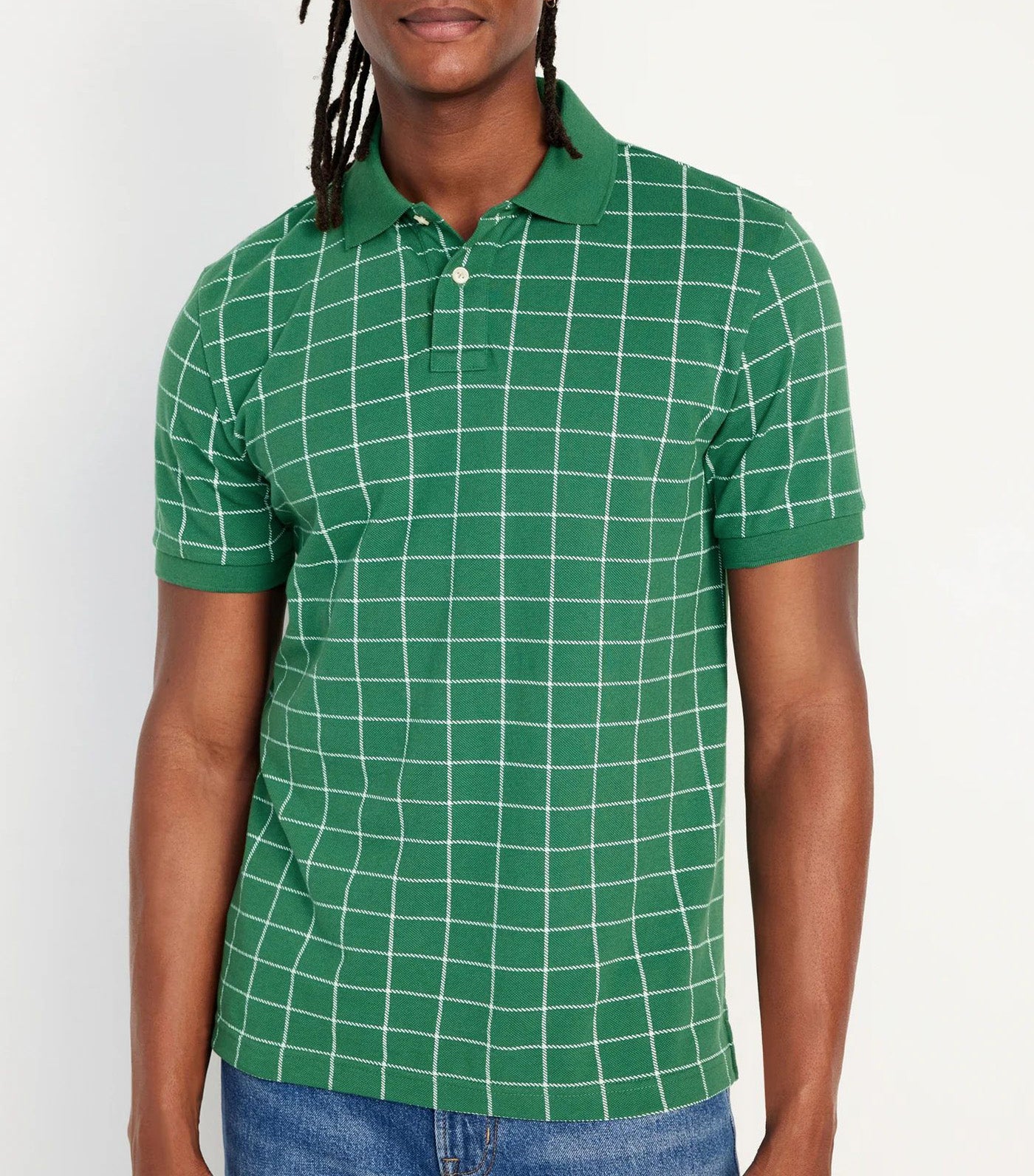 Classic Fit Pique Polo for Men Green Print
