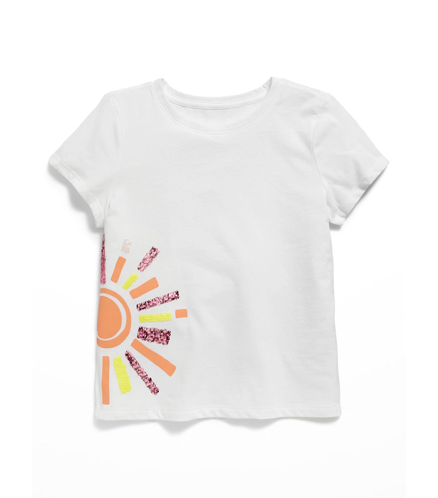Short-Sleeve Flip-Sequin Graphic T-Shirt for Girls - White Lilies