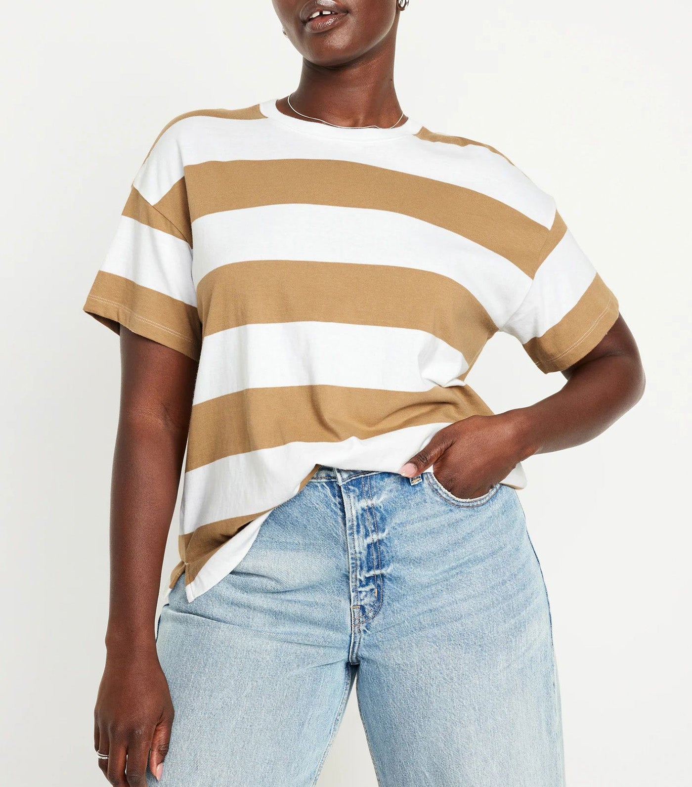 Vintage T-Shirt For Women Bold Brown Stripe
