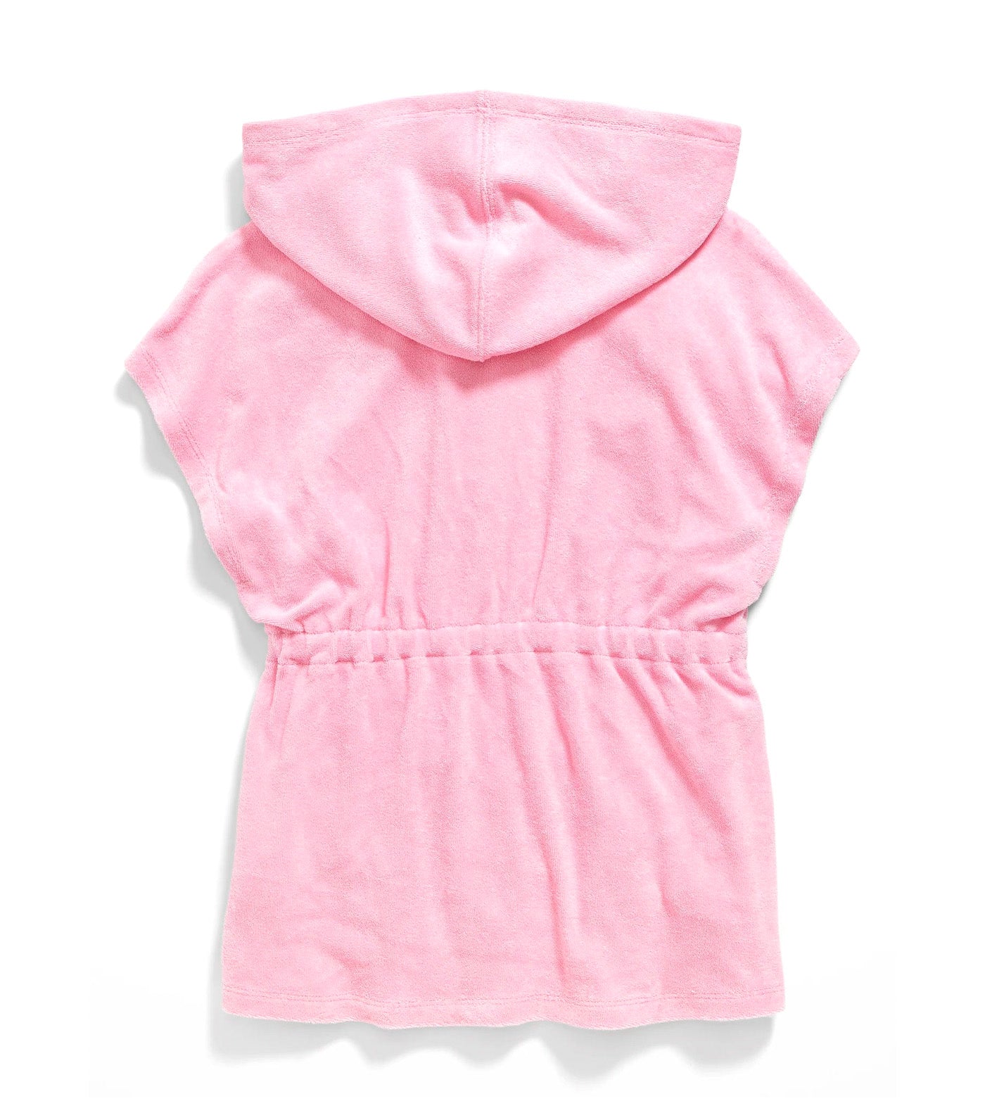 Hooded Cinched-Waist Swim Cover-Up Dress for Toddler Girls Pink Edge Neon Poly