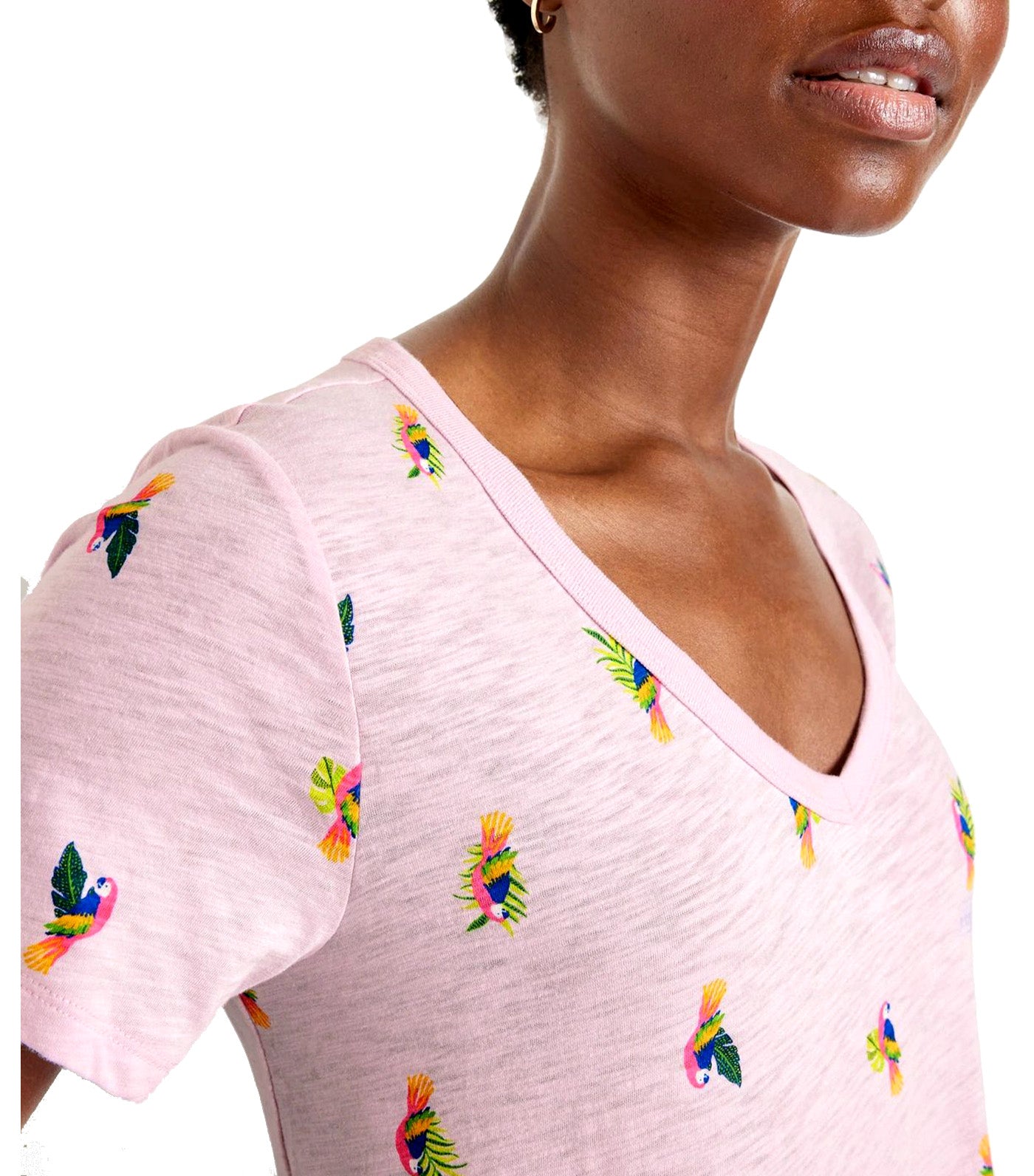 EveryWear Slub-Knit T-Shirt for Women Parrots