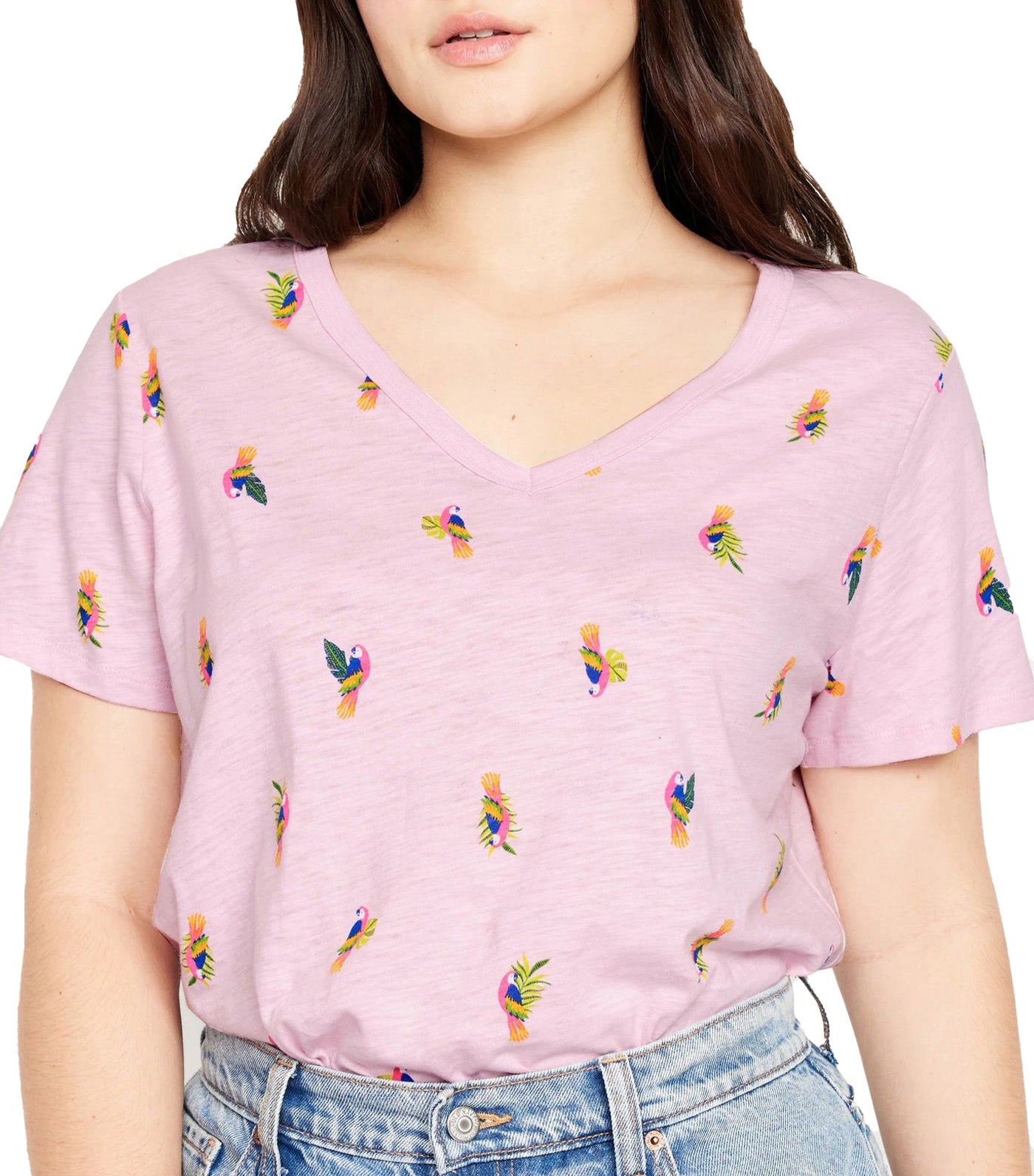 EveryWear Slub-Knit T-Shirt for Women Parrots