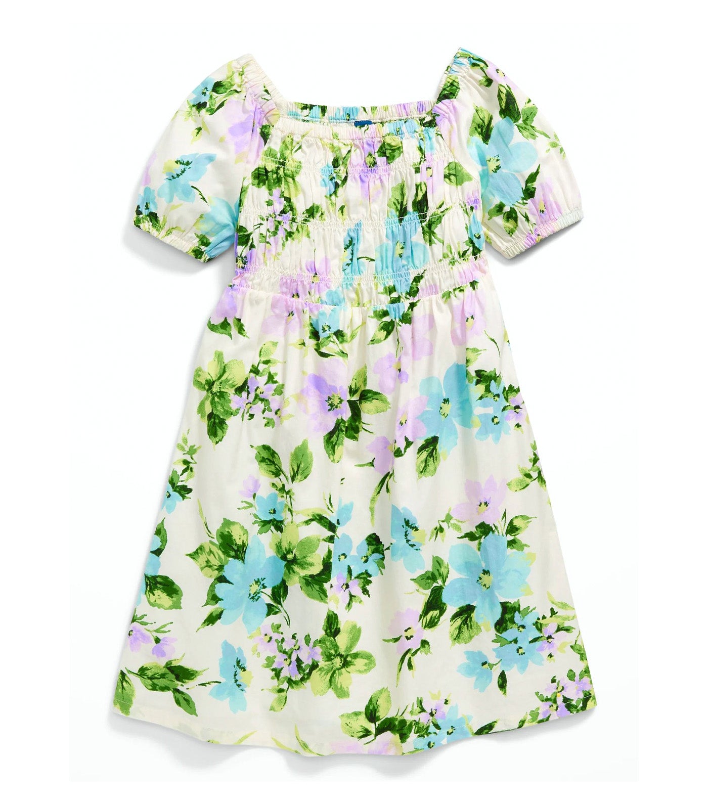 Printed Puff-Sleeve Smocked Dress for Girls