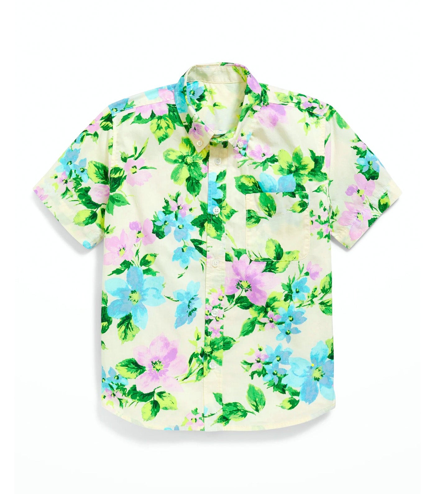 Short-Sleeve Printed Poplin Shirt for Boys - White Floral