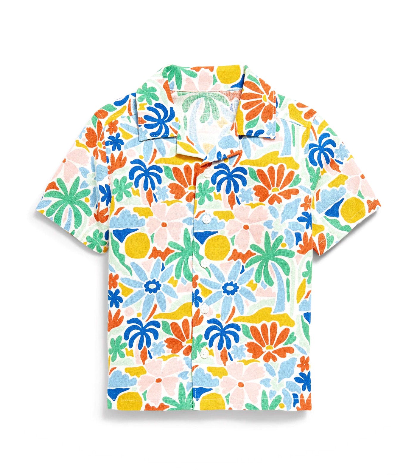 Short-Sleeve Linen-Blend Camp Shirt for Toddler Boys Tropical