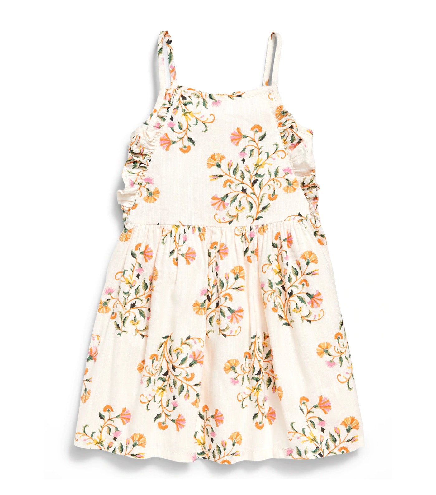 Printed Sleeveless Ruffle-Trim Dress for Toddler Girls Cream Floral