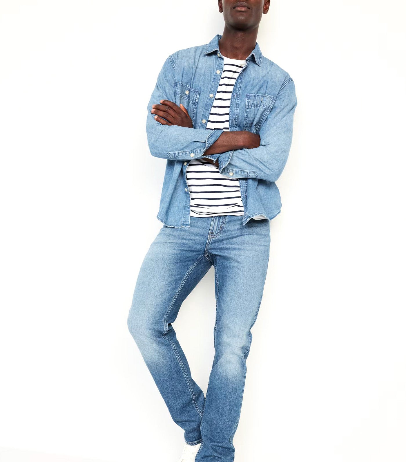 Straight Five-Pocket Jeans for Men Medium Wash