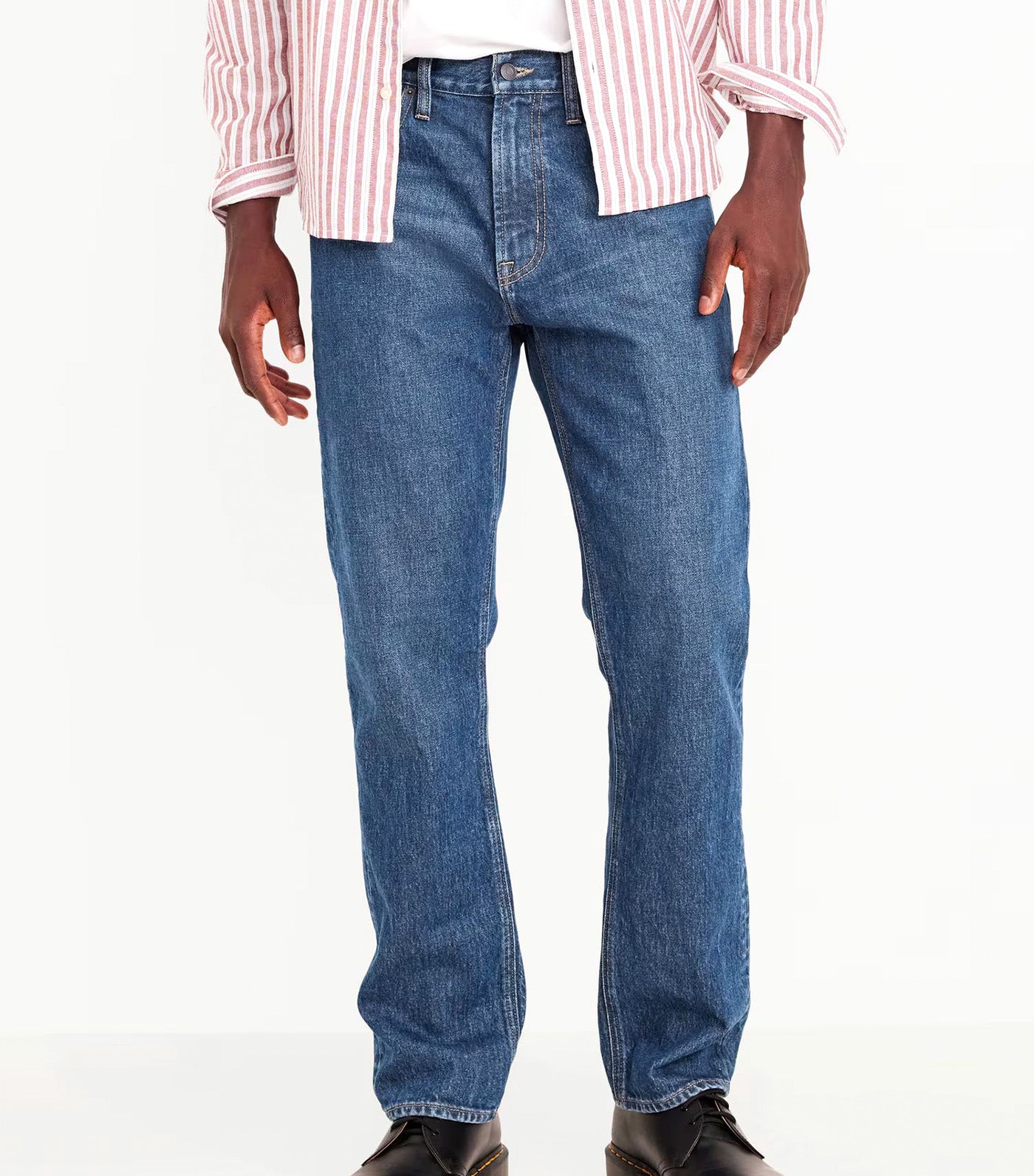 90's Straight Built-In Flex Jeans for Men Dark Wash Low