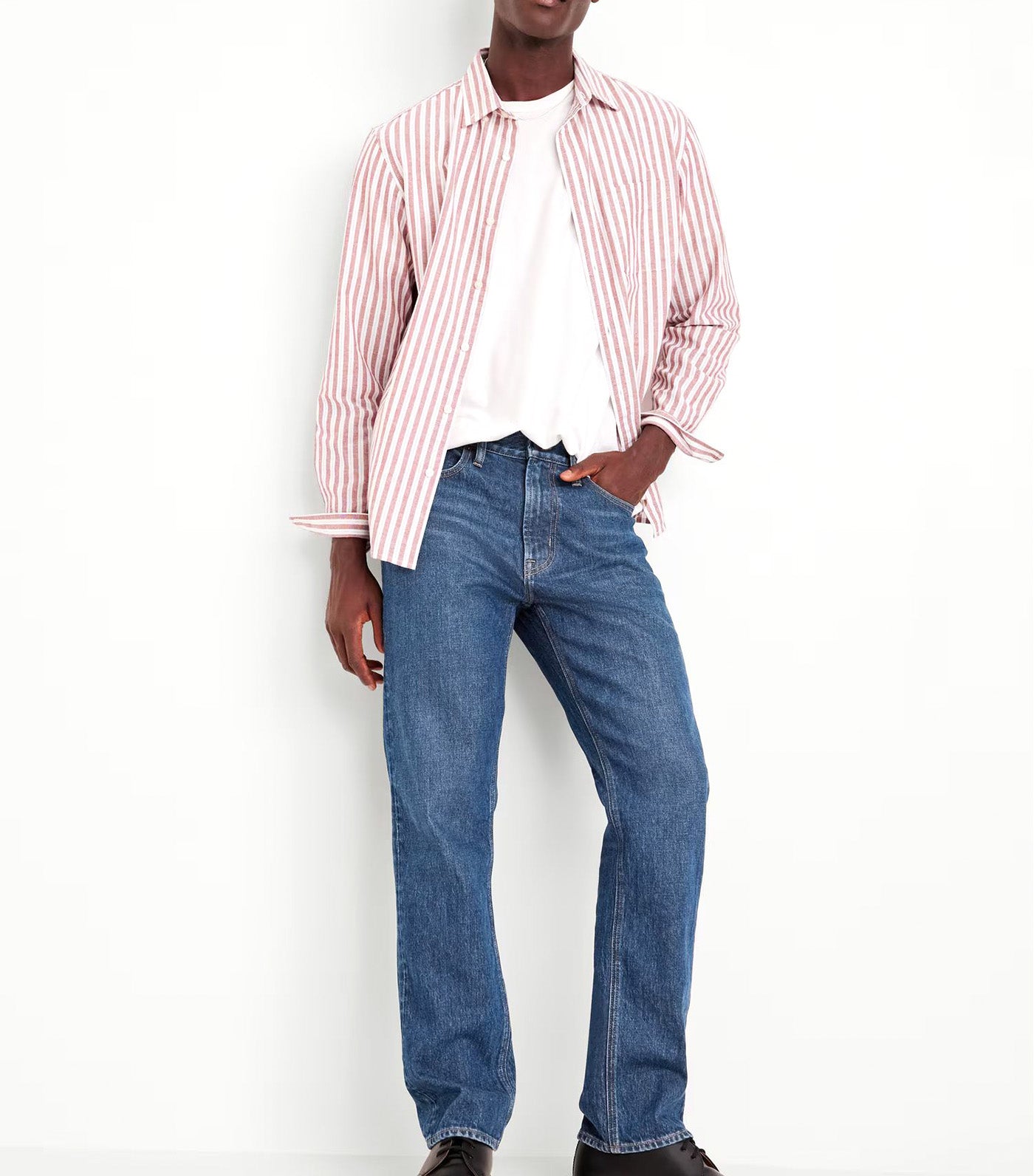 90's Straight Built-In Flex Jeans for Men Dark Wash Low