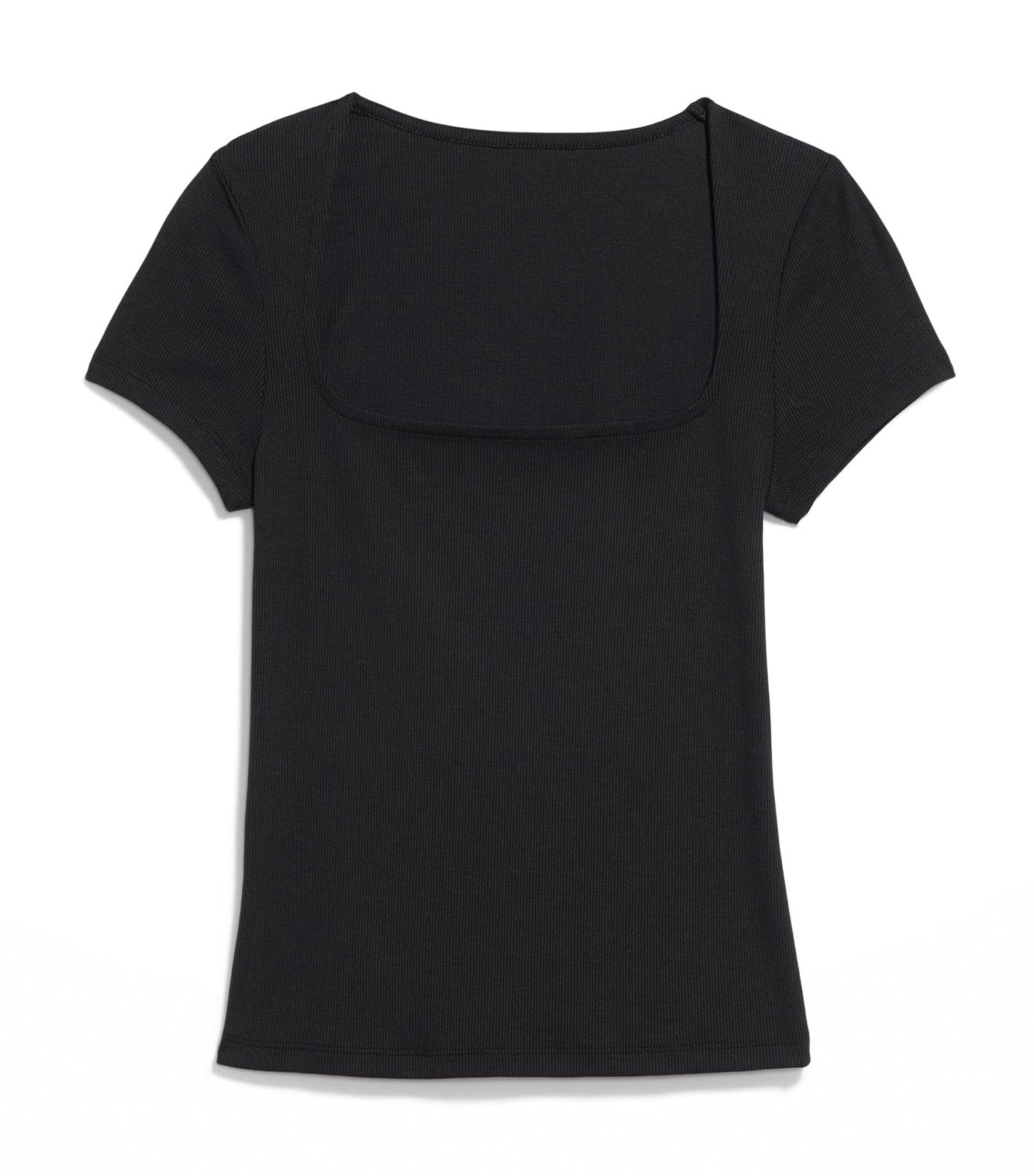 Ribbed Square-Neck T-Shirt for Women Black Jack