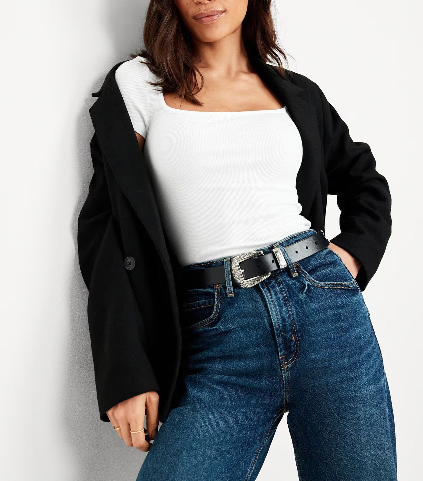 Ribbed Square-Neck T-Shirt for Women Calla Lily White