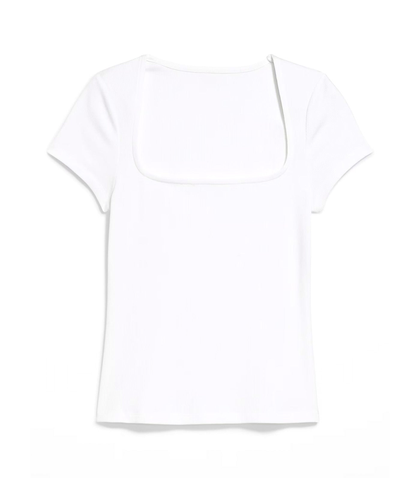 Ribbed Square-Neck T-Shirt for Women Calla Lily White