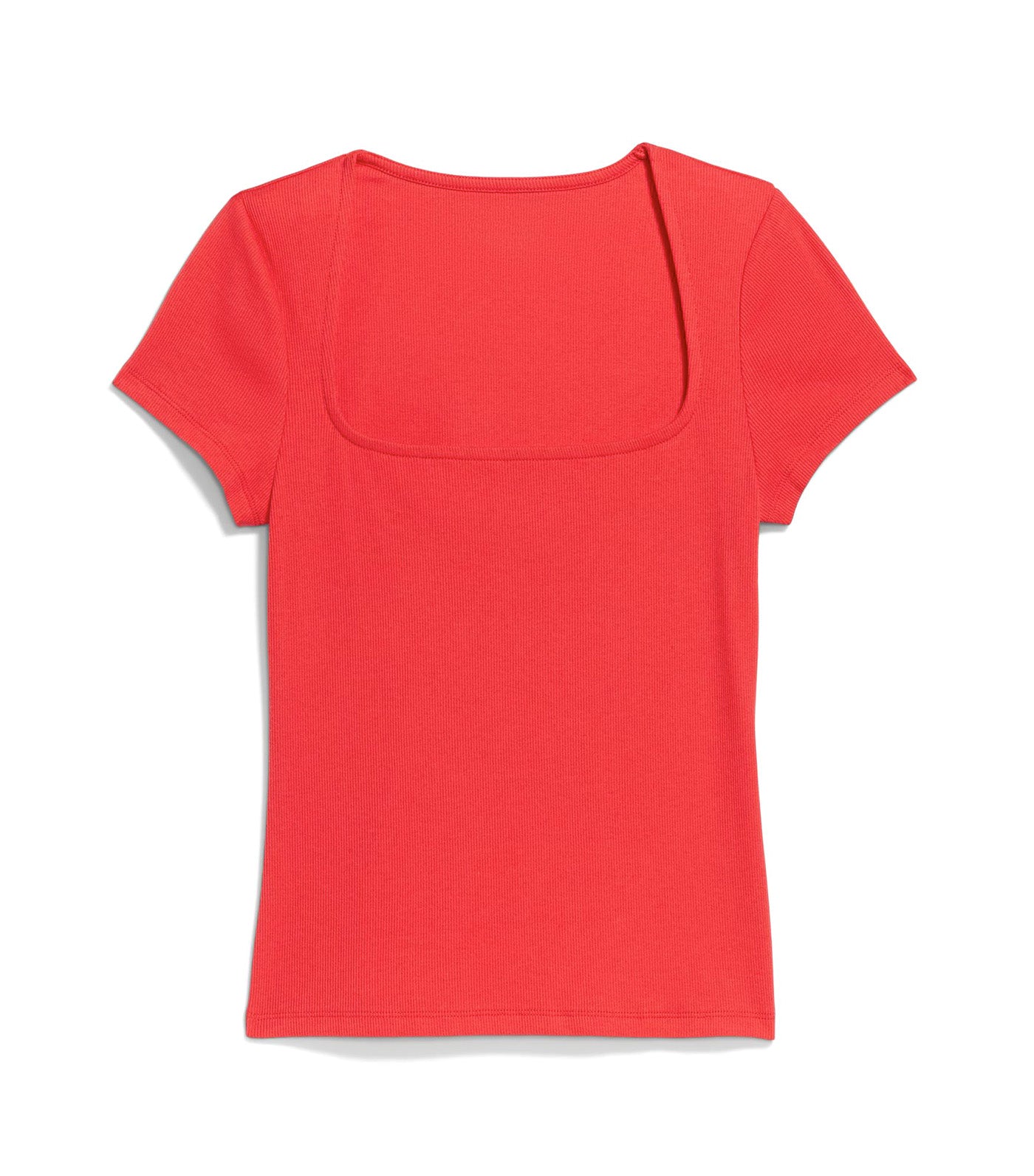 Ribbed Square-Neck T-Shirt for Women Live Coral