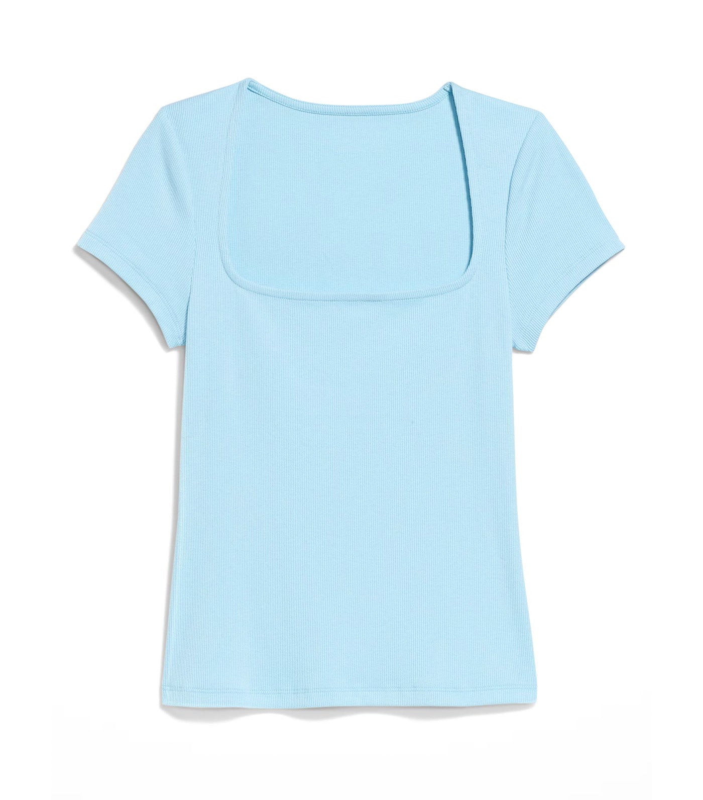 Ribbed Square-Neck T-Shirt for Women Cool Rain