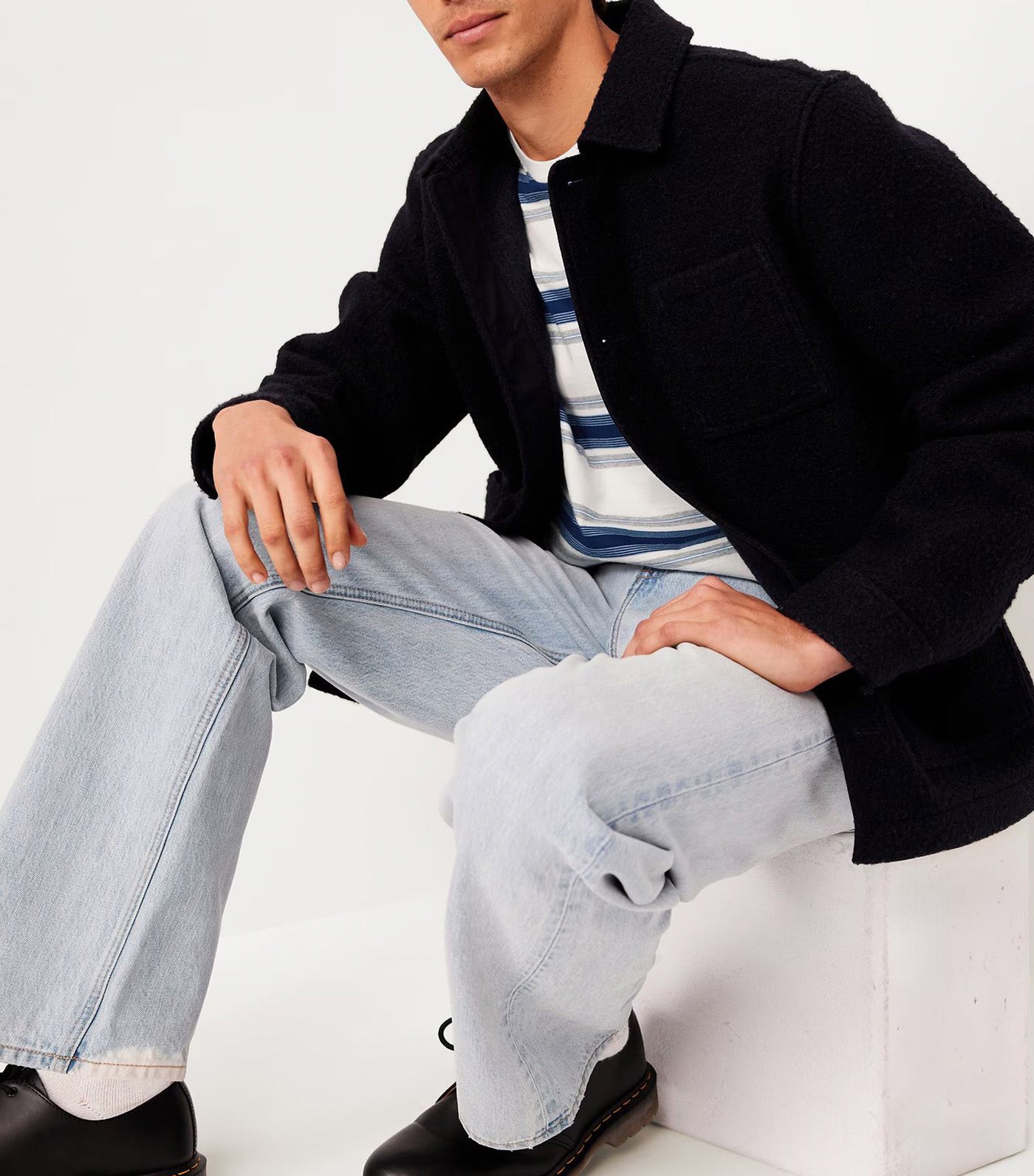 Crew-Neck Striped T-Shirt for Men Navy Stripe