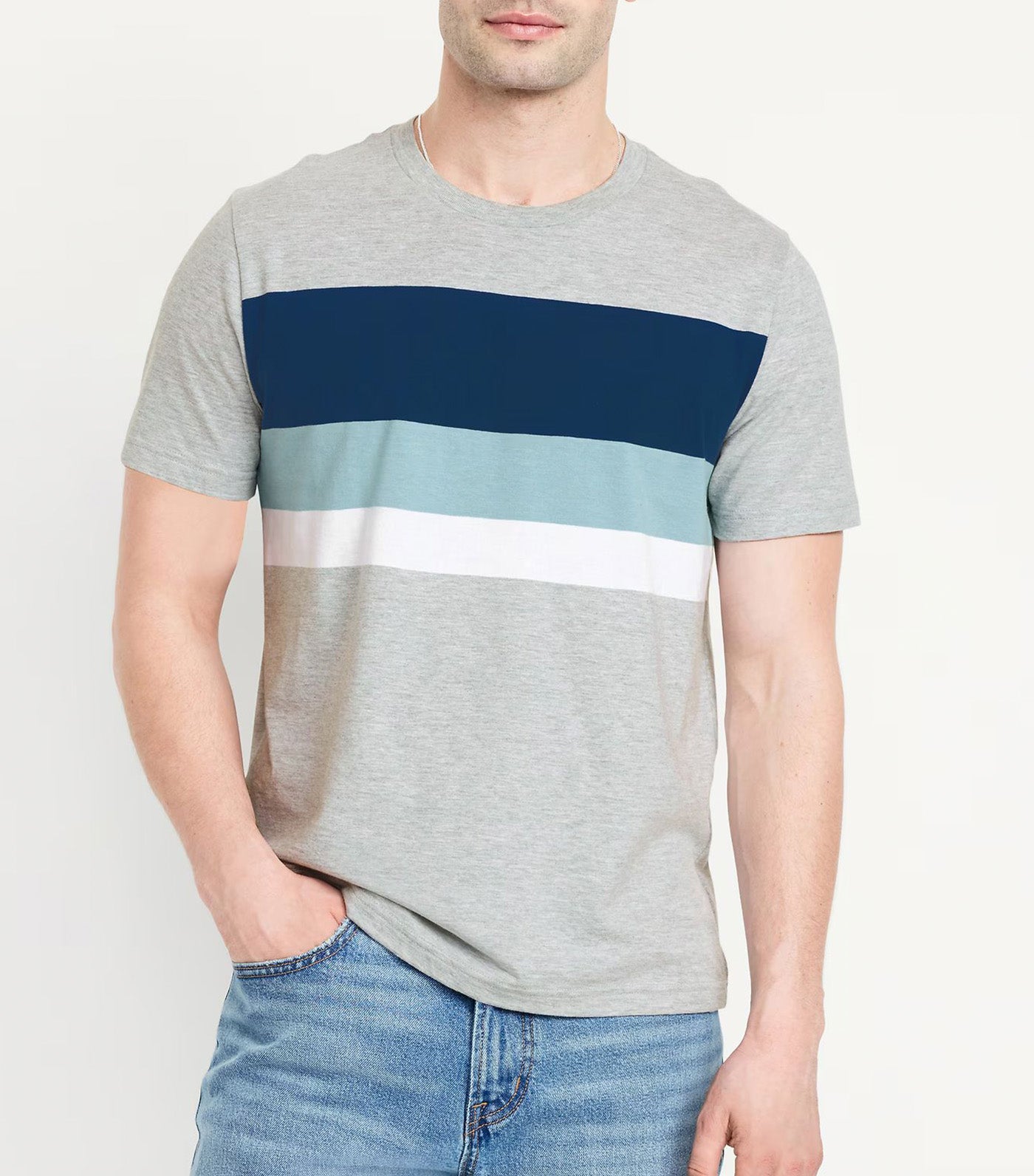 Crew-Neck Striped T-Shirt for Men O.N. Navy Stripe