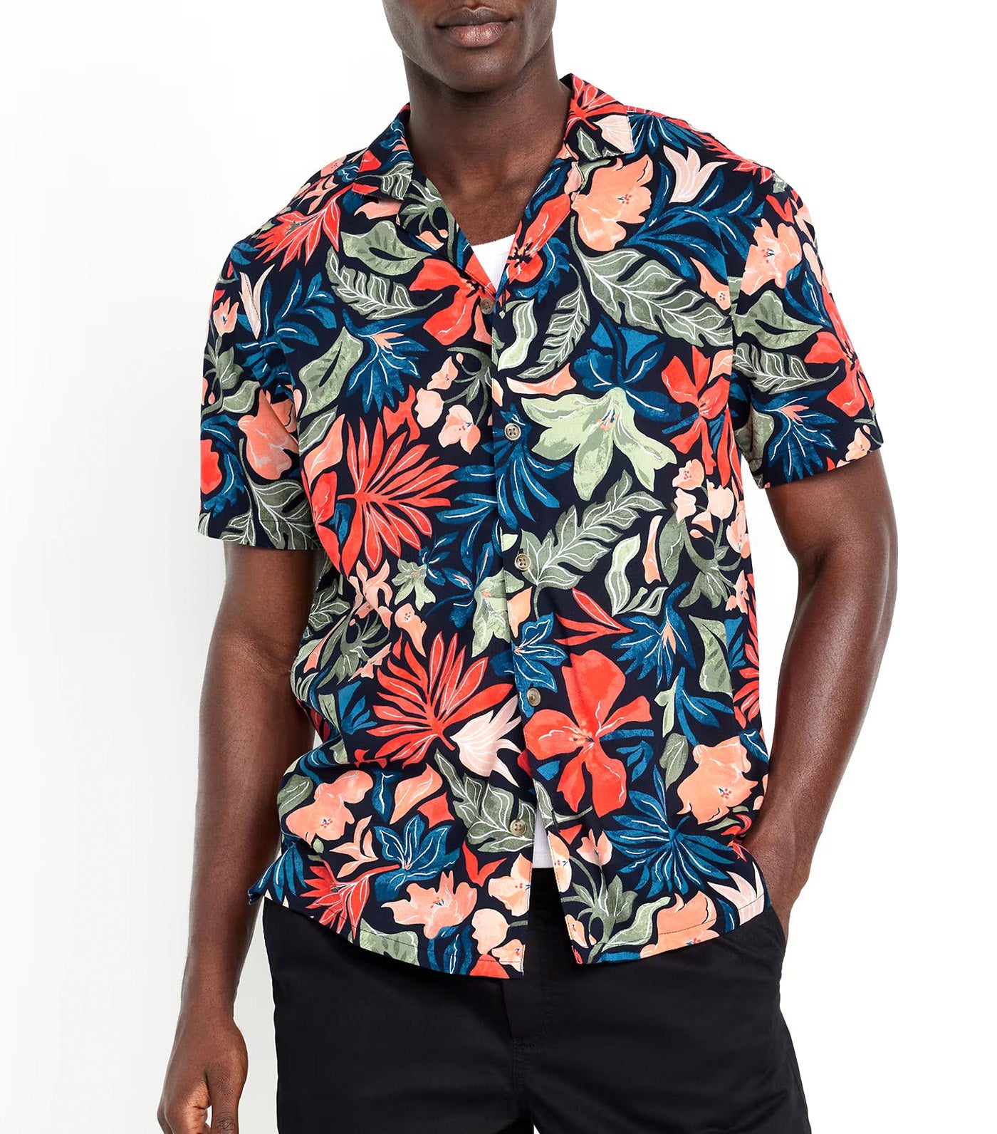 Short-Sleeve Printed Camp Shirt for Men