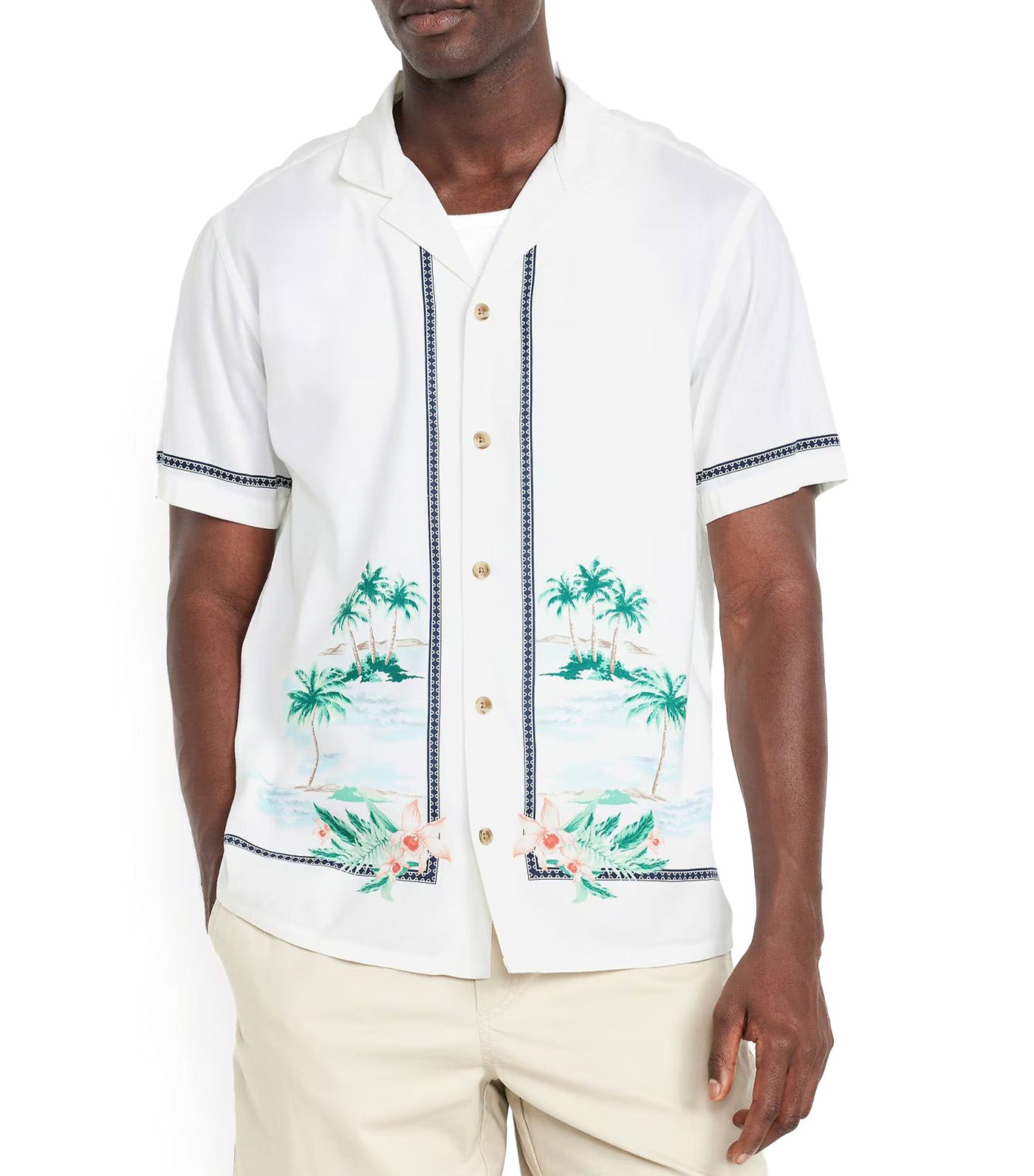 Short-Sleeve Printed Camp Shirt for Men