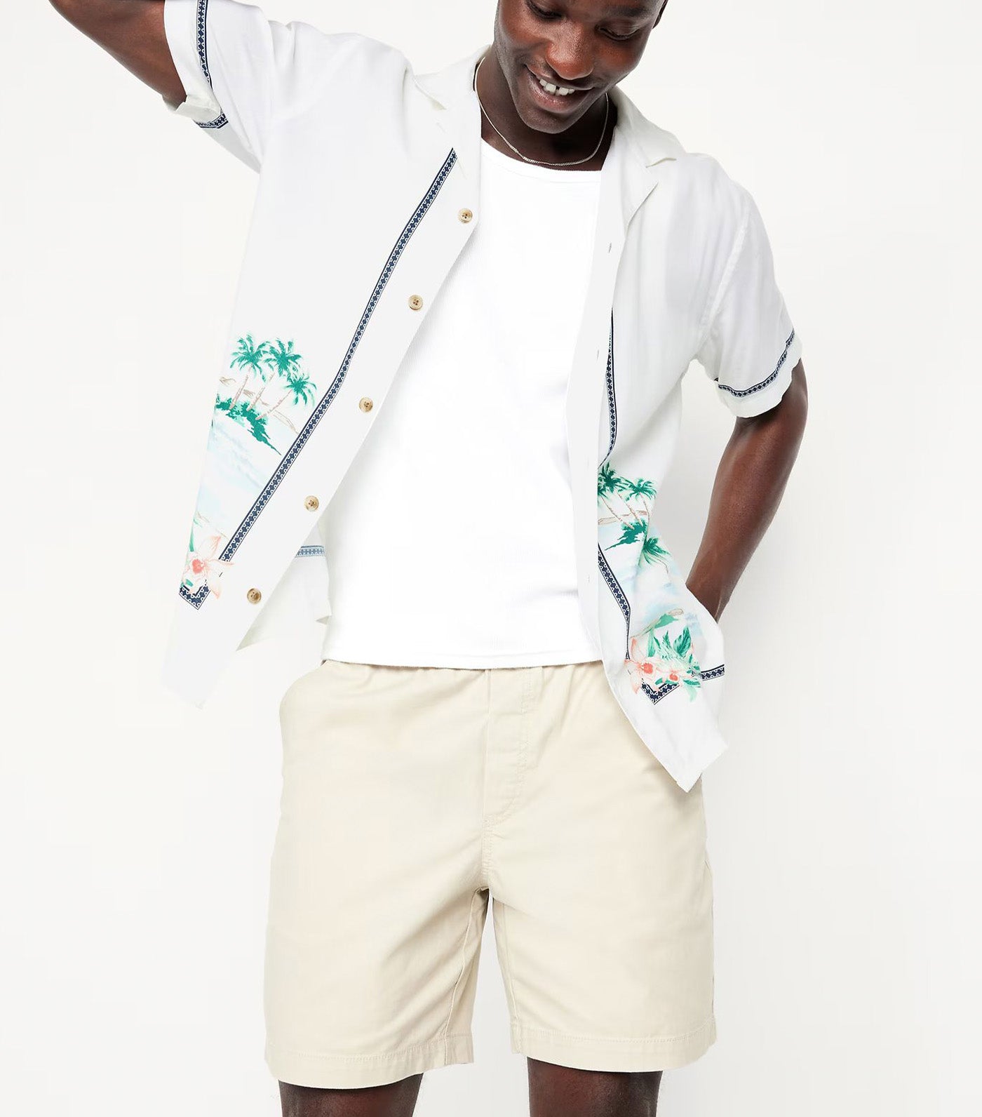 Short-Sleeve Printed Camp Shirt for Men