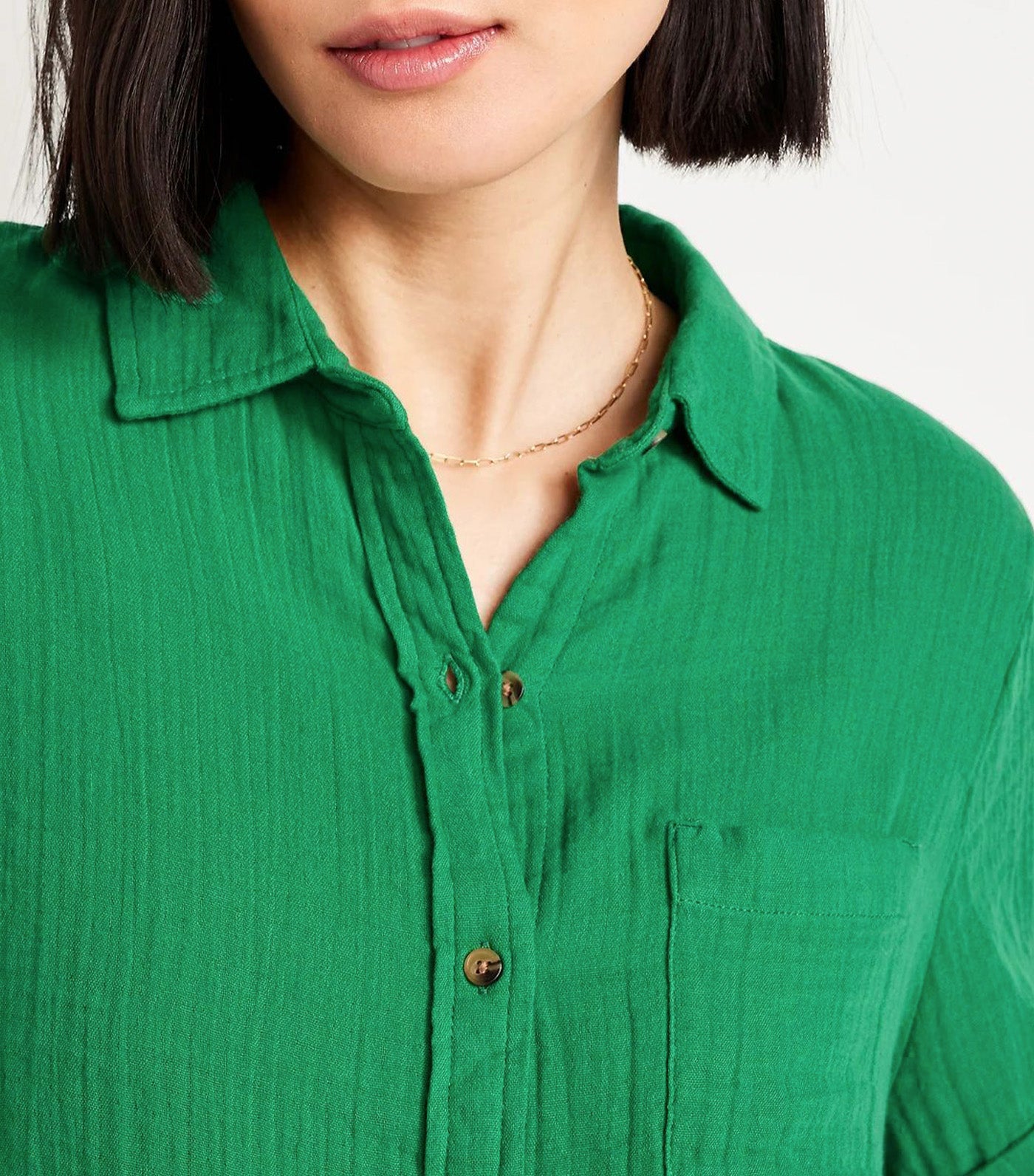 Loose Button-Down Shirt for Women Green Mangrove