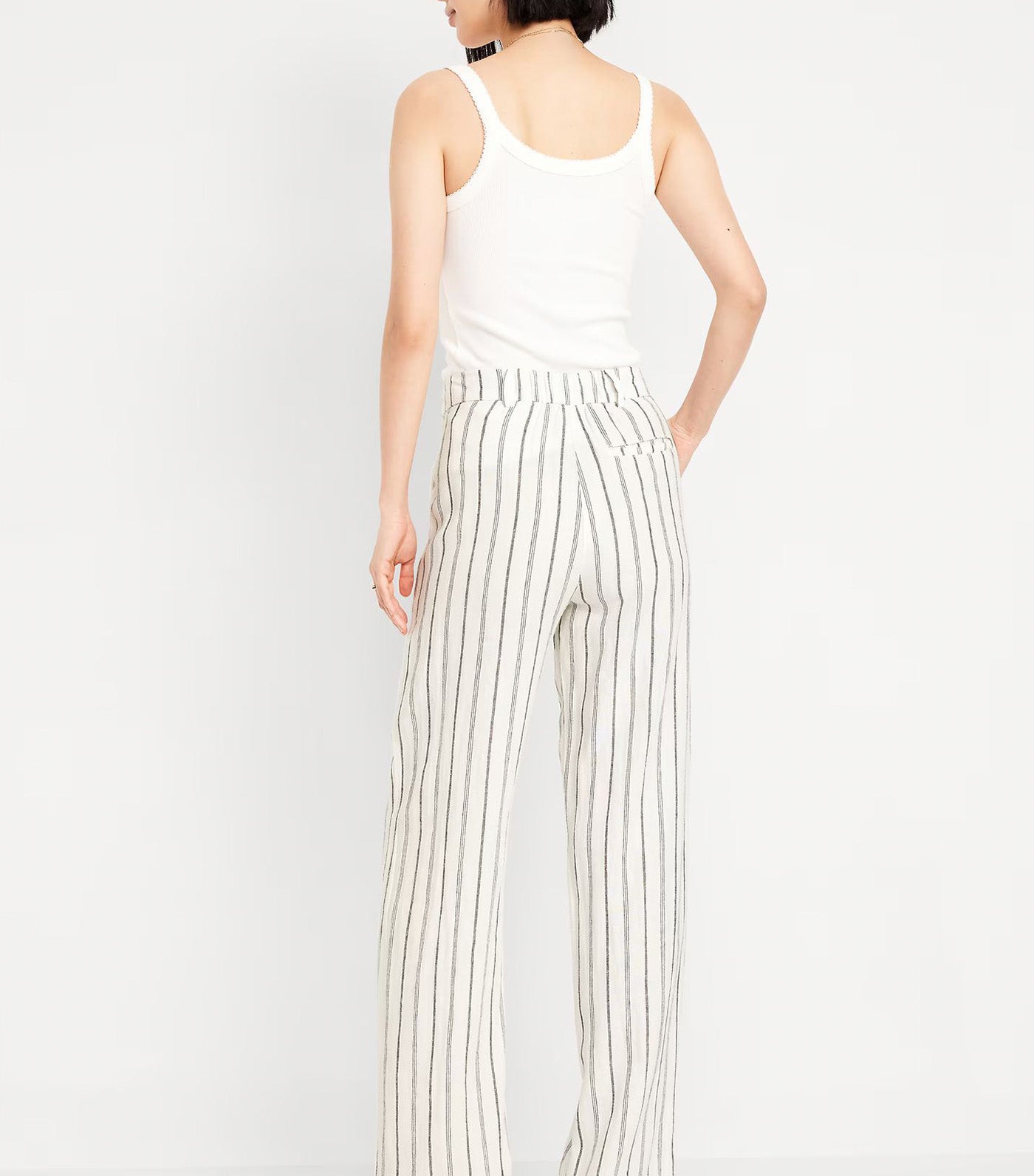 Extra High-Waisted Taylor Wide-Leg Trouser Pants for Women Black Stripes