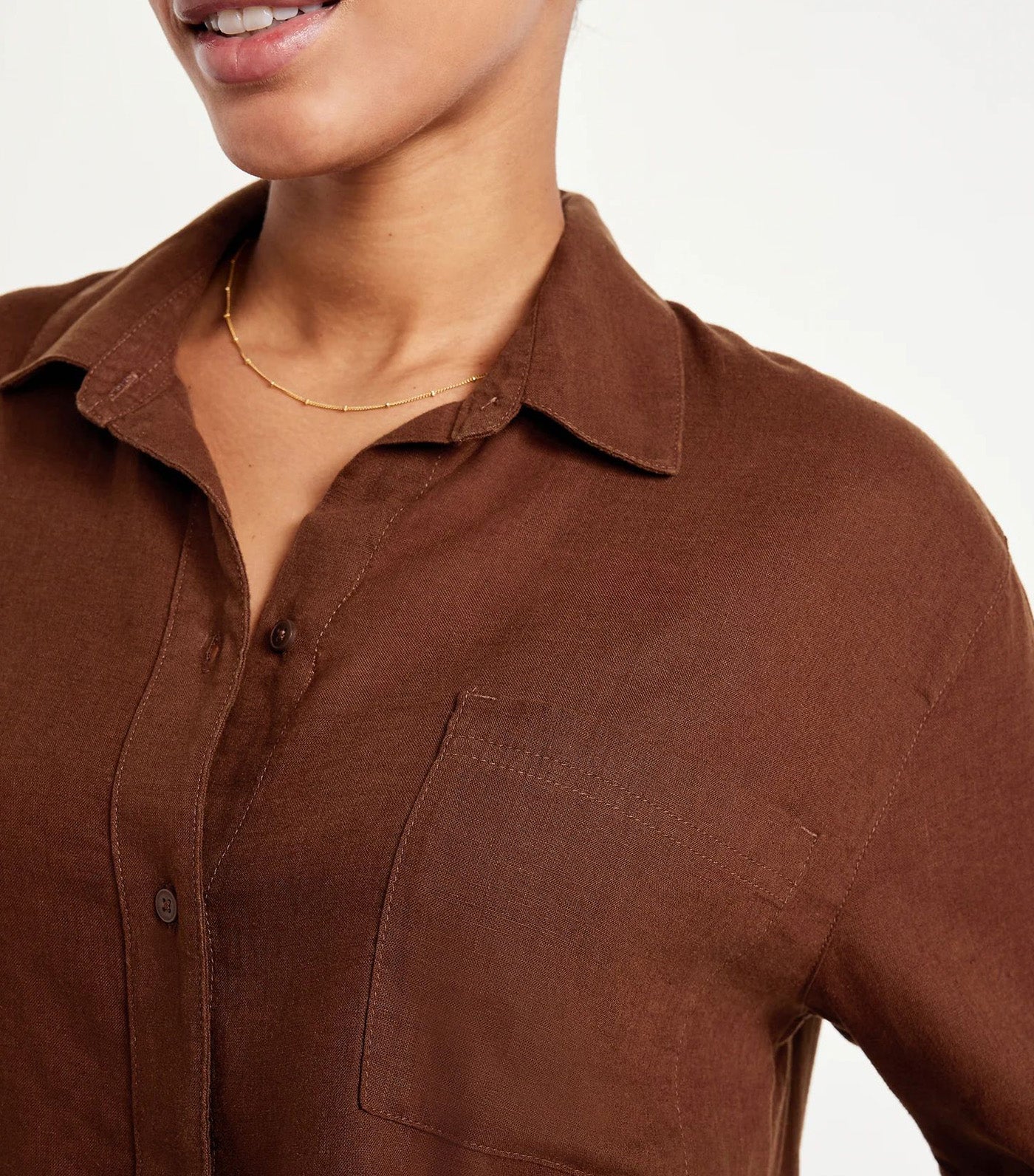 Linen-Blend Loose Button-Down Shirt for Women Precious Earth