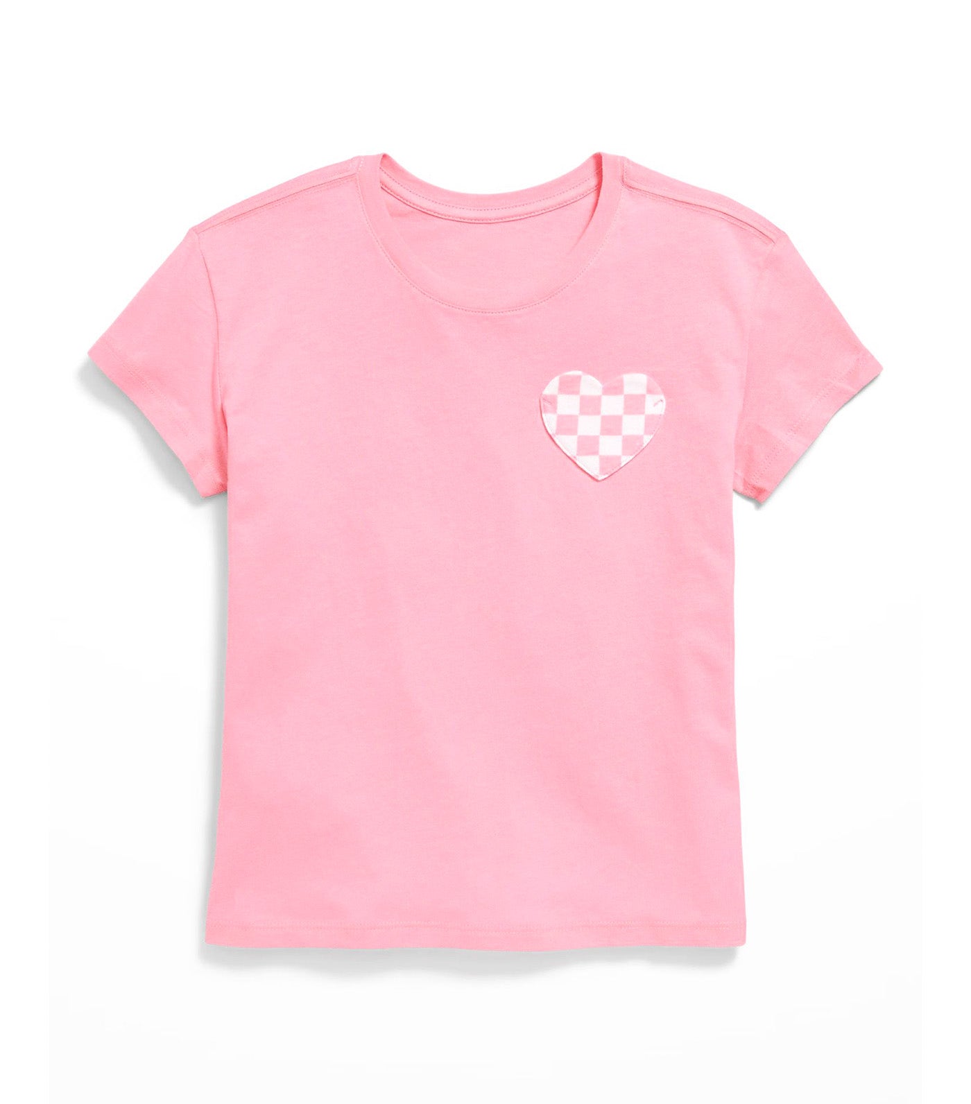 Softest Short-Sleeve Heart-Pocket T-Shirt for Girls Anemome Pink