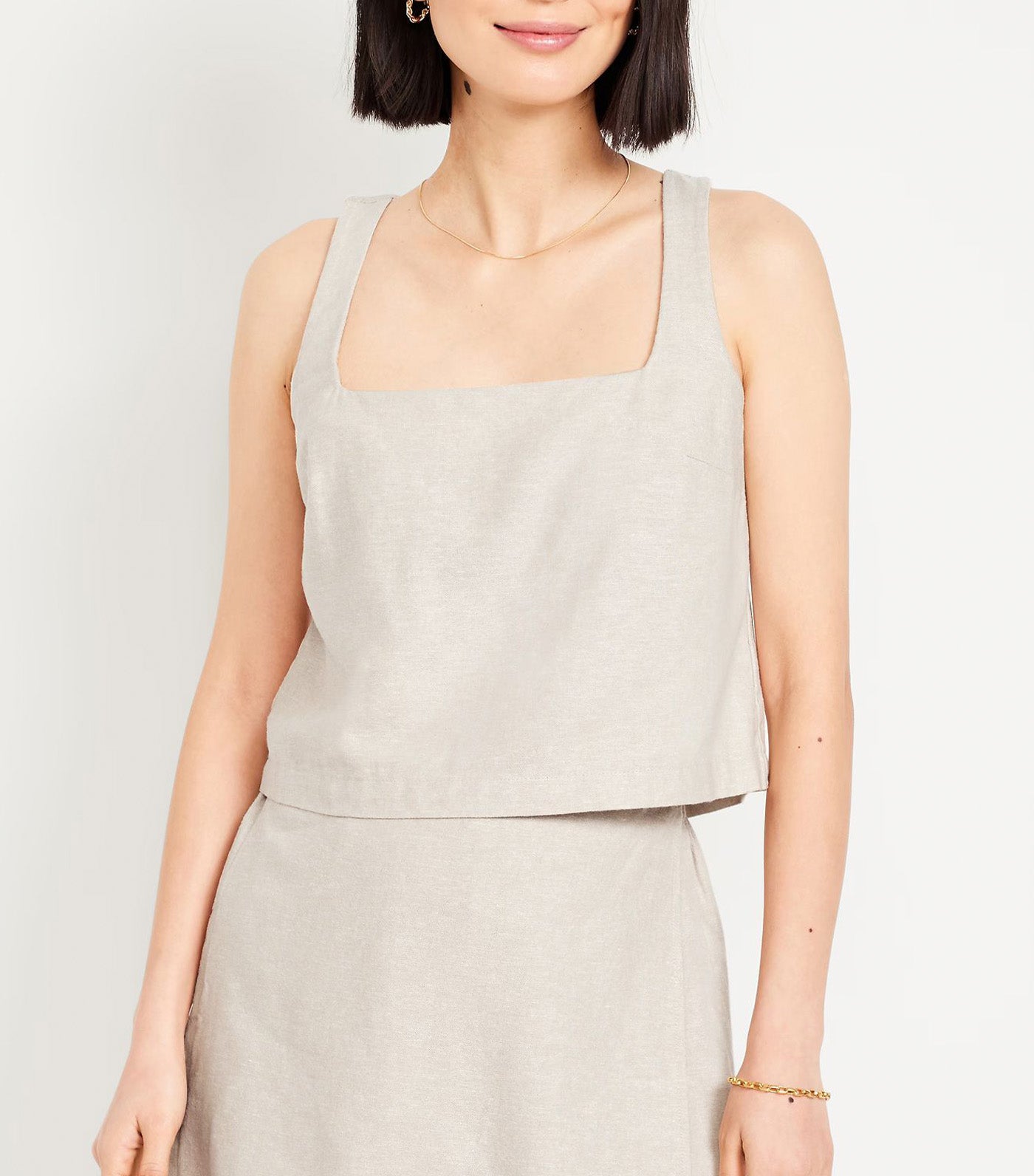 Linen-Blend Crop Top for Women Natural Linen