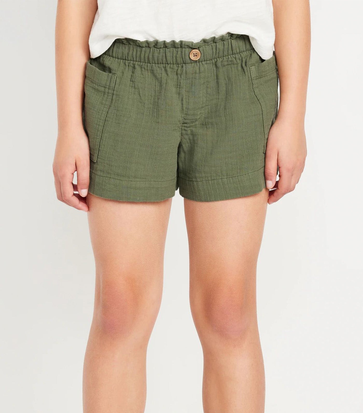 Loose Double-Weave Utility Shorts for Girls