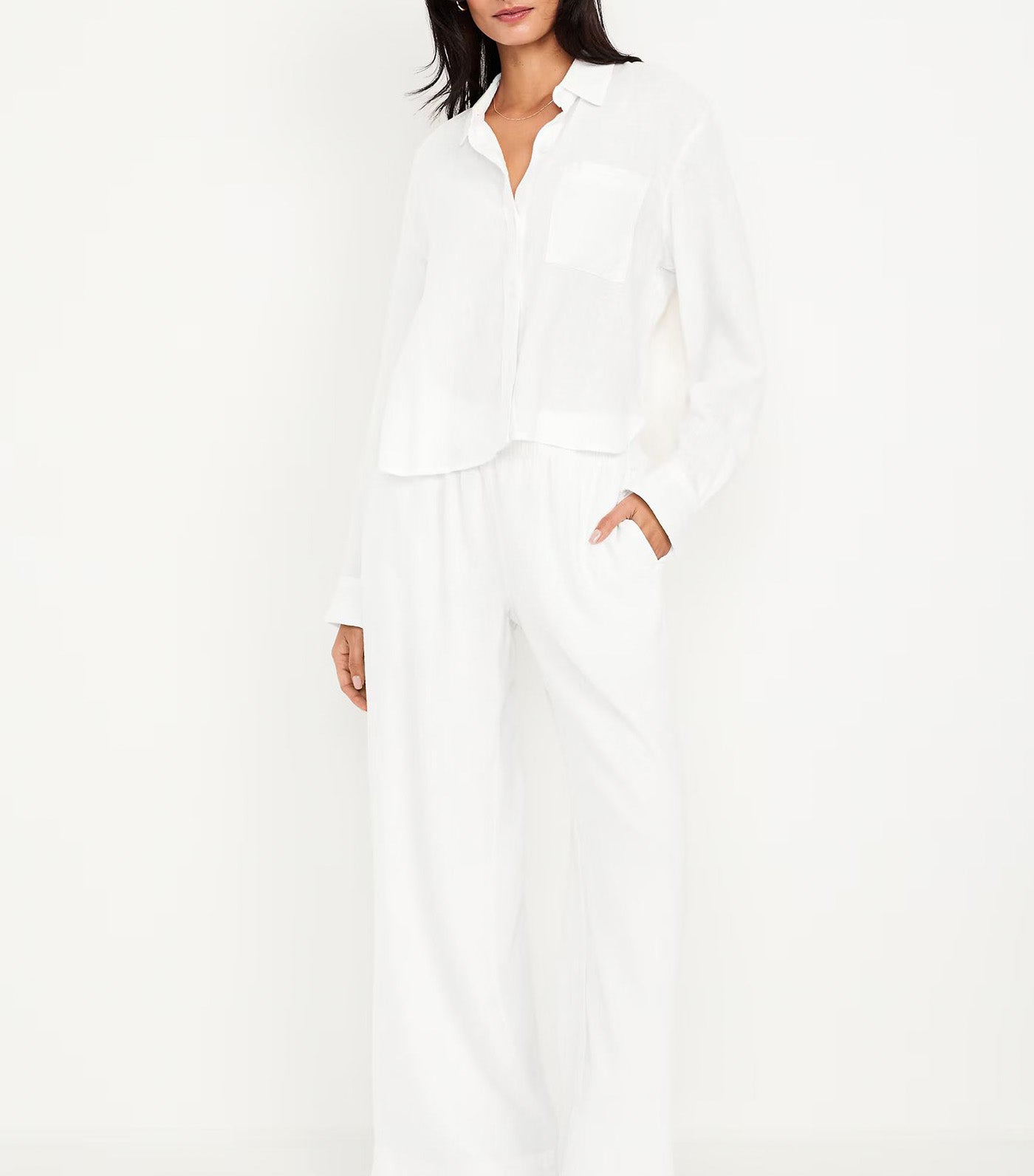 High-Waisted Linen-Blend Wide-Leg Pants for Women Calla Lily 451