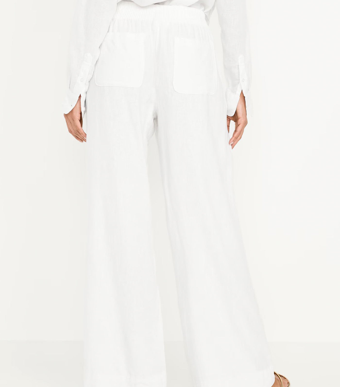 High-Waisted Linen-Blend Wide-Leg Pants for Women Calla Lily 451
