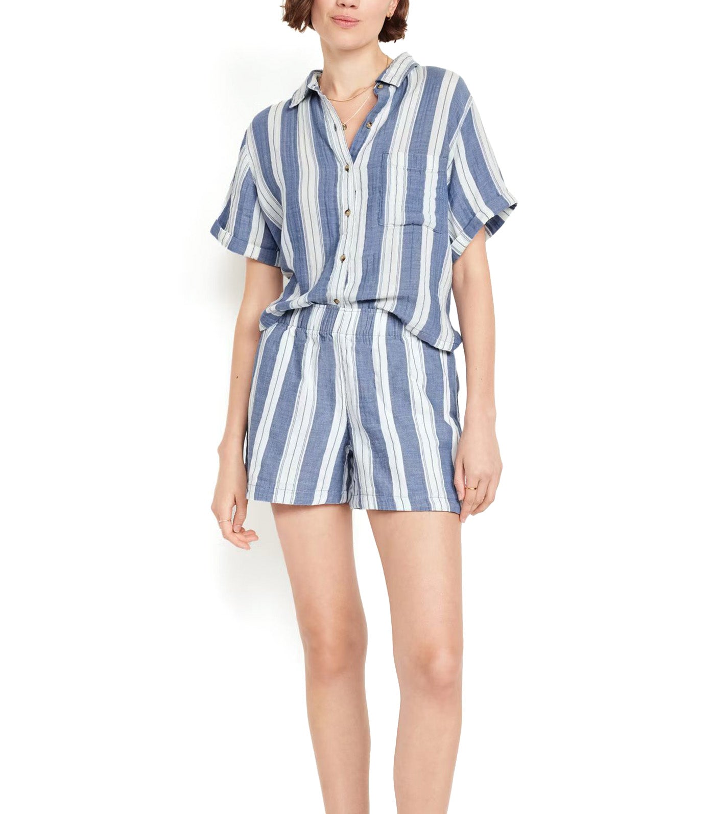 High-Waisted Crinkle Gauze Shorts - 4in Inseam for Women