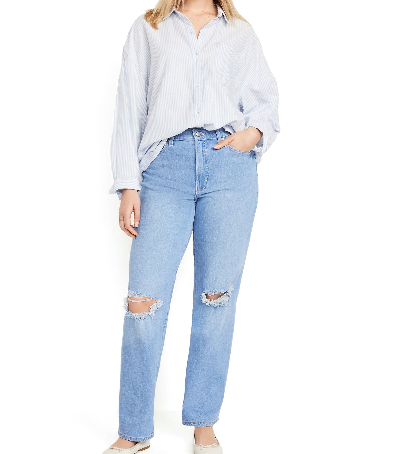 Women's High-Waisted OG Loose Ripped Jeans Zoe Lemon