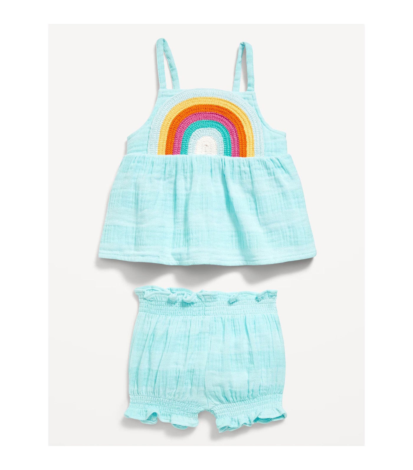 Sleeveless Double-Weave Top and Shorts Set for Baby